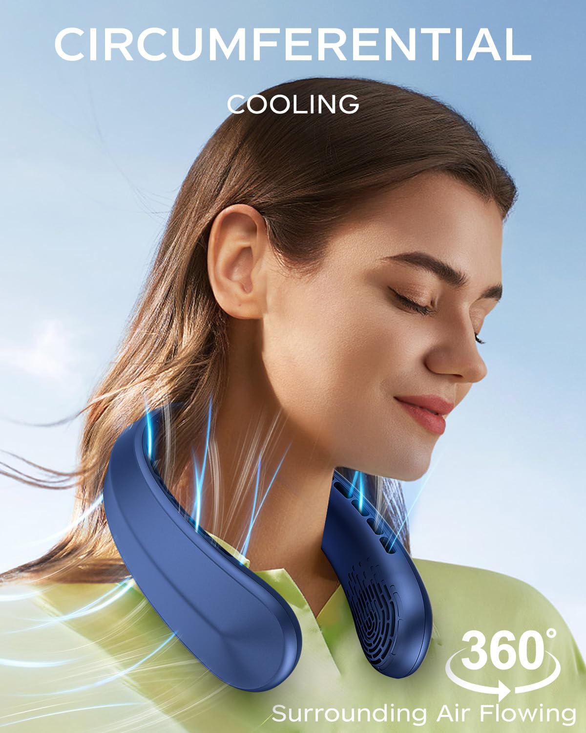 Neck Fan, Portable Fan Around Neck, 4000Mah Battery Operated Wearable Personal Fan With Usb Rechargeable, 3 Wind Speed, Fast Coo