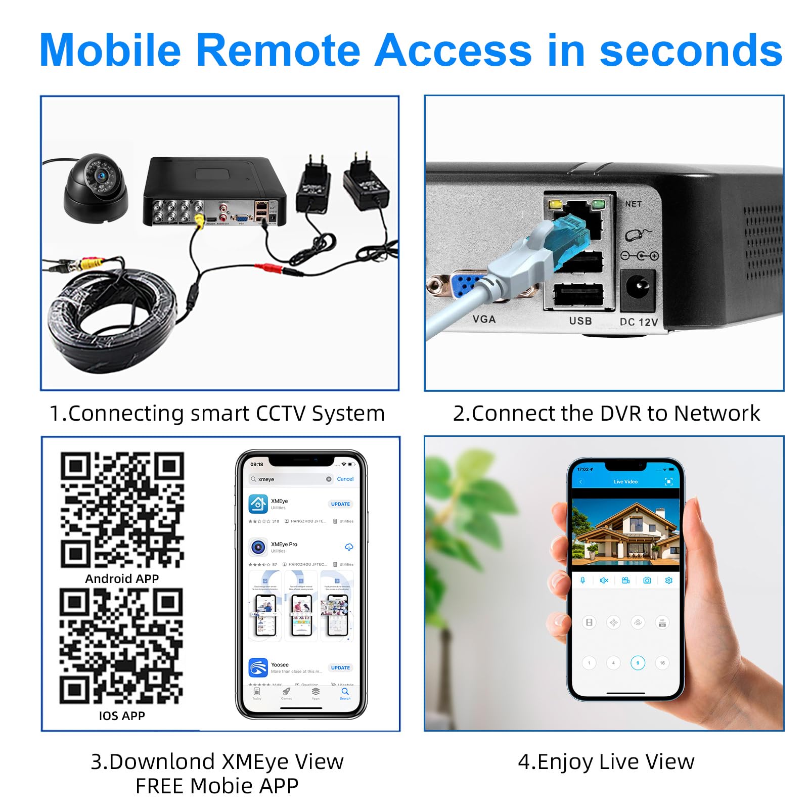 1080P 8Ch Surveillance Dvr Recorder H.265+ Standalone 4 In 1 Cctv Digital Video Recorder Dvr For Security Camera Home Surveillan