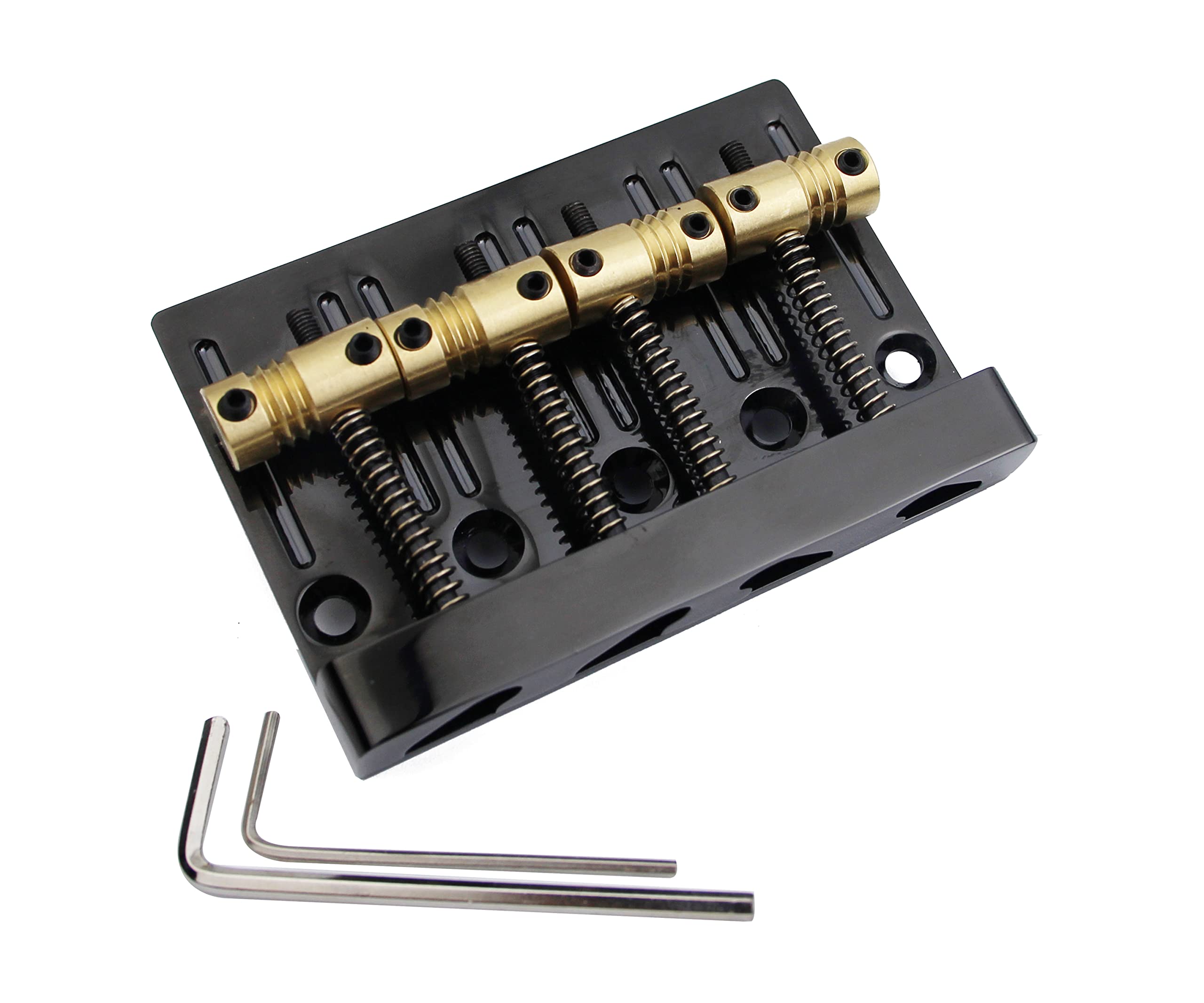 Guyker 4 String High Mass Bass Bridge With Vintage Cnc Machined Brass Saddles Tailpiece Replacement For Jazz Electric Bass (Gb40