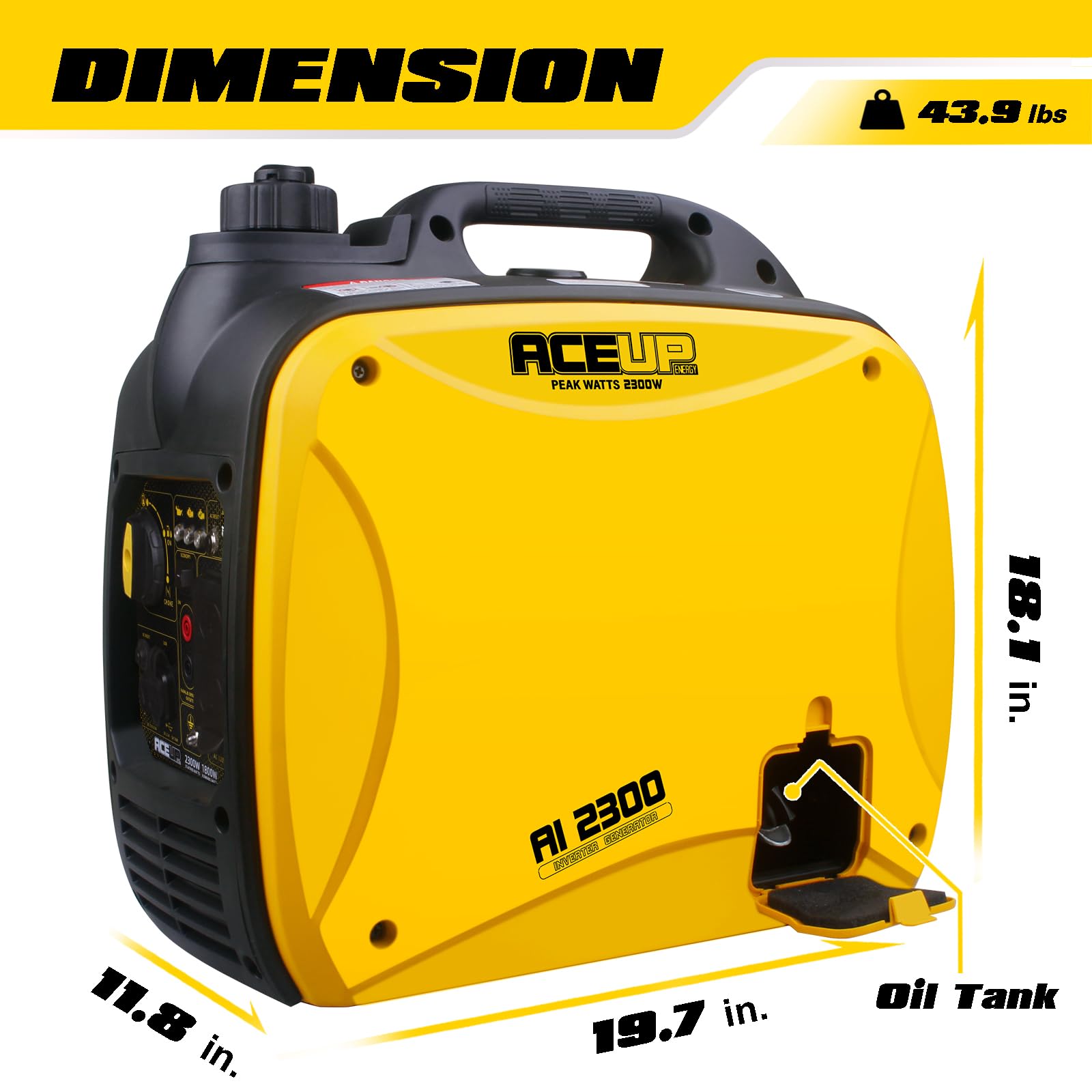 Aceup Energy 2300 Watt Portable Inverter Generator, Super Quiet Gas Generator For Home Use, Epa Compliant, Lightweight Rv Ready