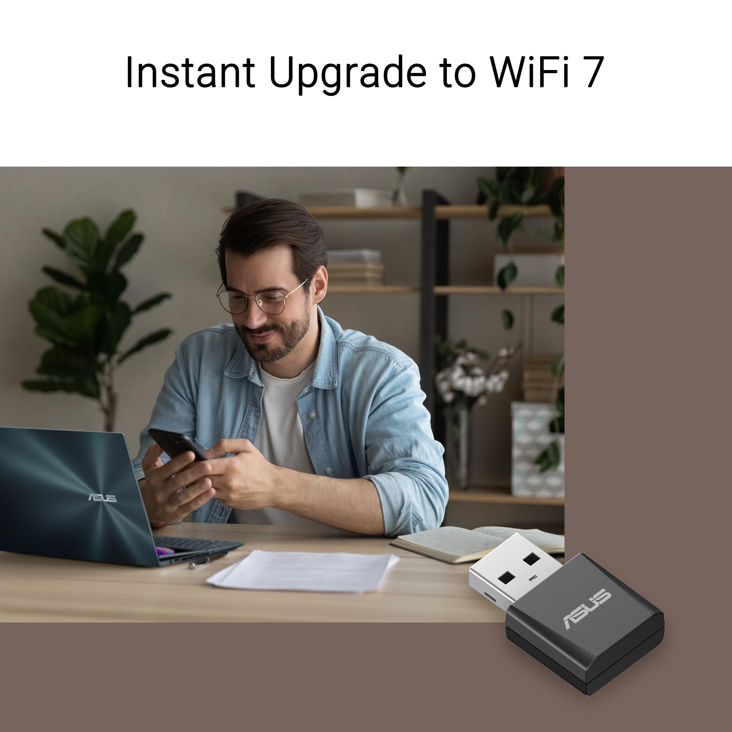 Asus Tri-Band Be6500 Wifi 7 Nano Usb Adapter, 6Ghz Band, Support 4096-Qam, Plug And Play, Compatible With Windows 10 & 11