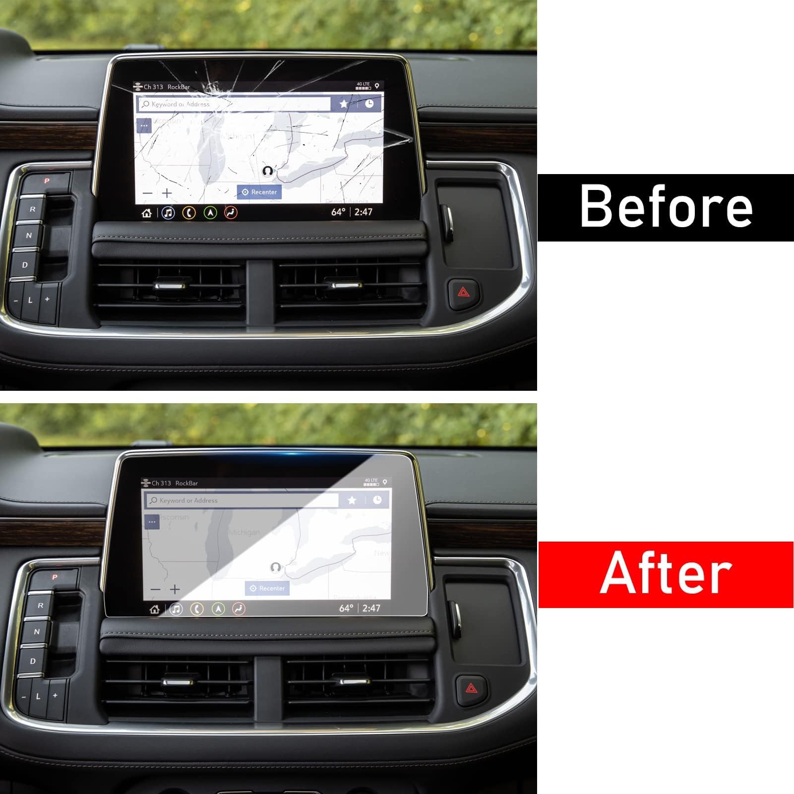 Moonlinks Tempered Glass Screen Protector Compatible With 2021 2024 Chevy Tahoe Suburban/Gmc Yukon,High Definition 9H Hardness Anti Fingerprint Protective Foil For 10.2' Navigation Display Touchscreen