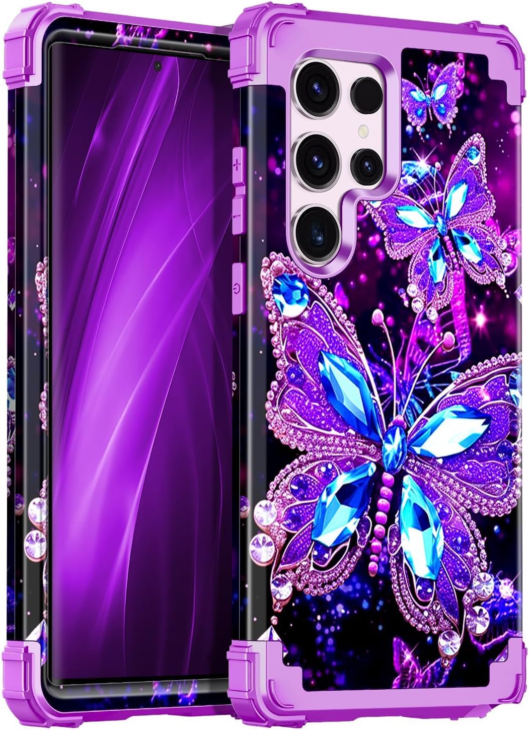 Hekodonk for Galaxy S23 Ultra Case,Three Layer Heavy Duty Shockproof Protection Hard Plastic+Soft Silicone Full Body Drop Protec