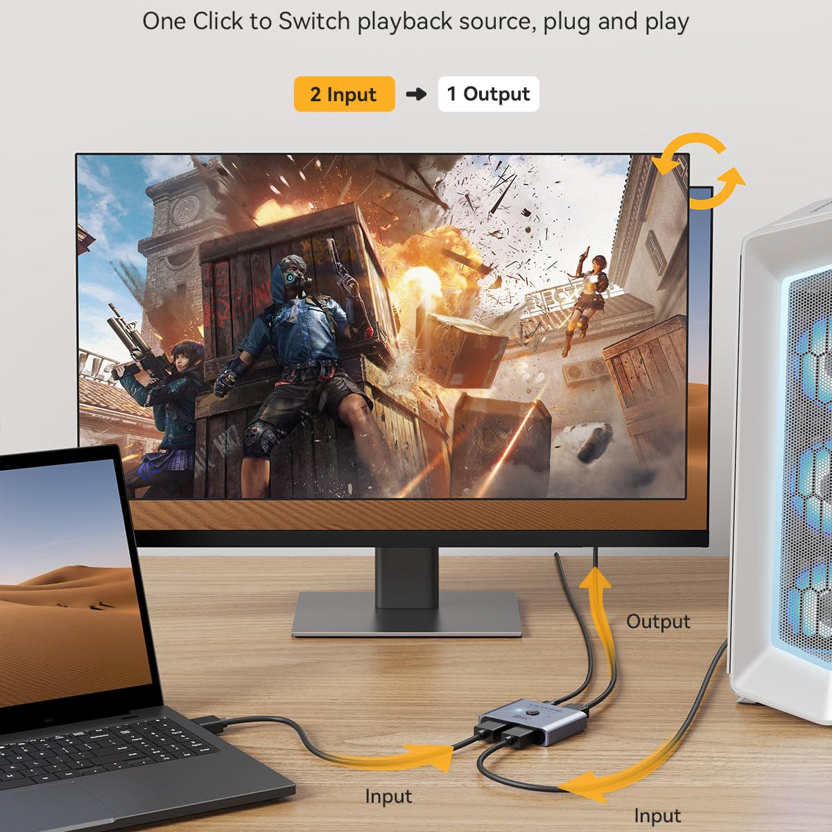 Vilcome Displayport Switch 8K Splitter, Plug & Play, One Button Switch ...