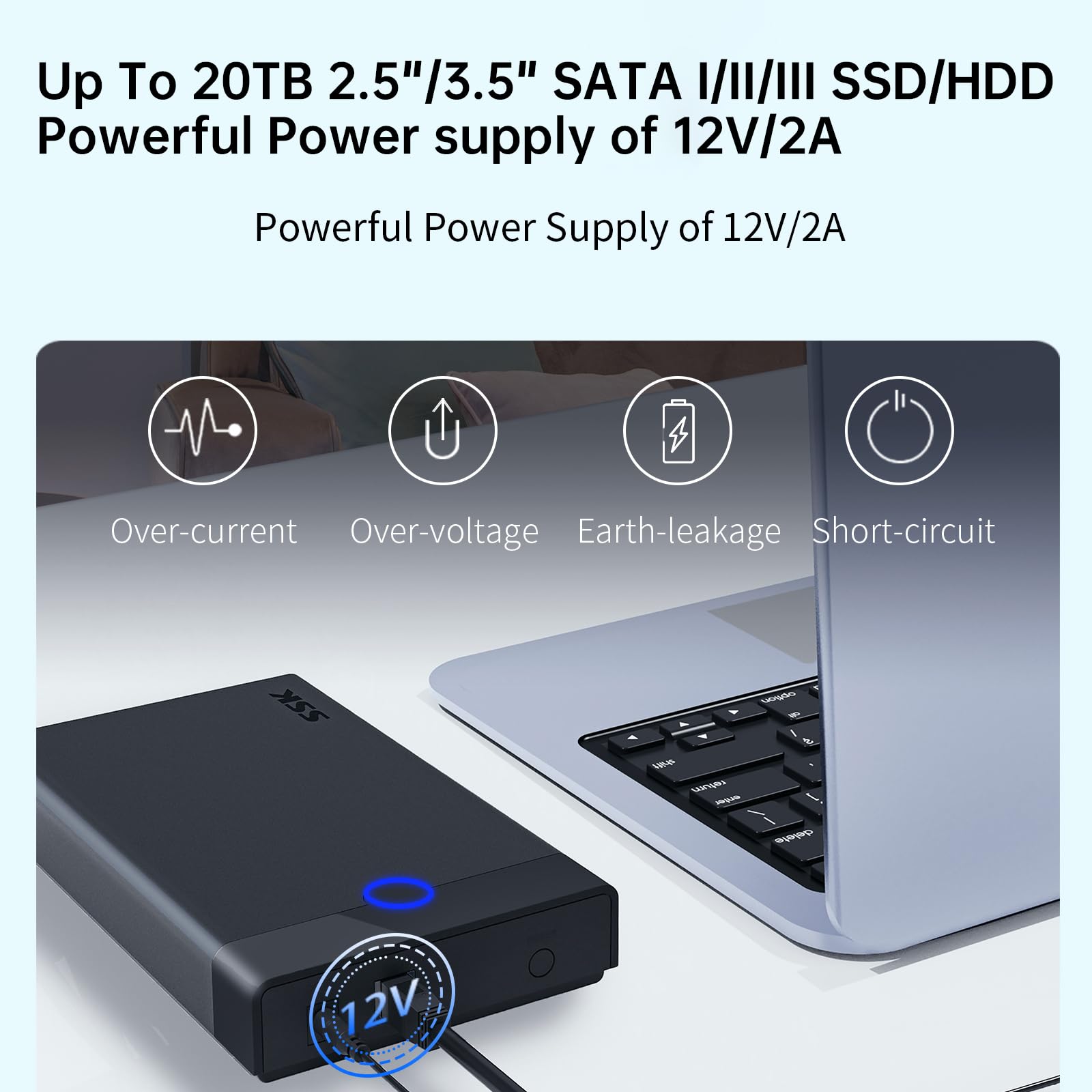 Ssk 3.5 External Hard Drive Enclosure Usb 3.0 To Sata Lay Flat Tool Free Case Dock For 3.5 2.5 Inch Ssd/Hdd Up To 20Tb Hard Drive Docking Station Supports Uasp Trim