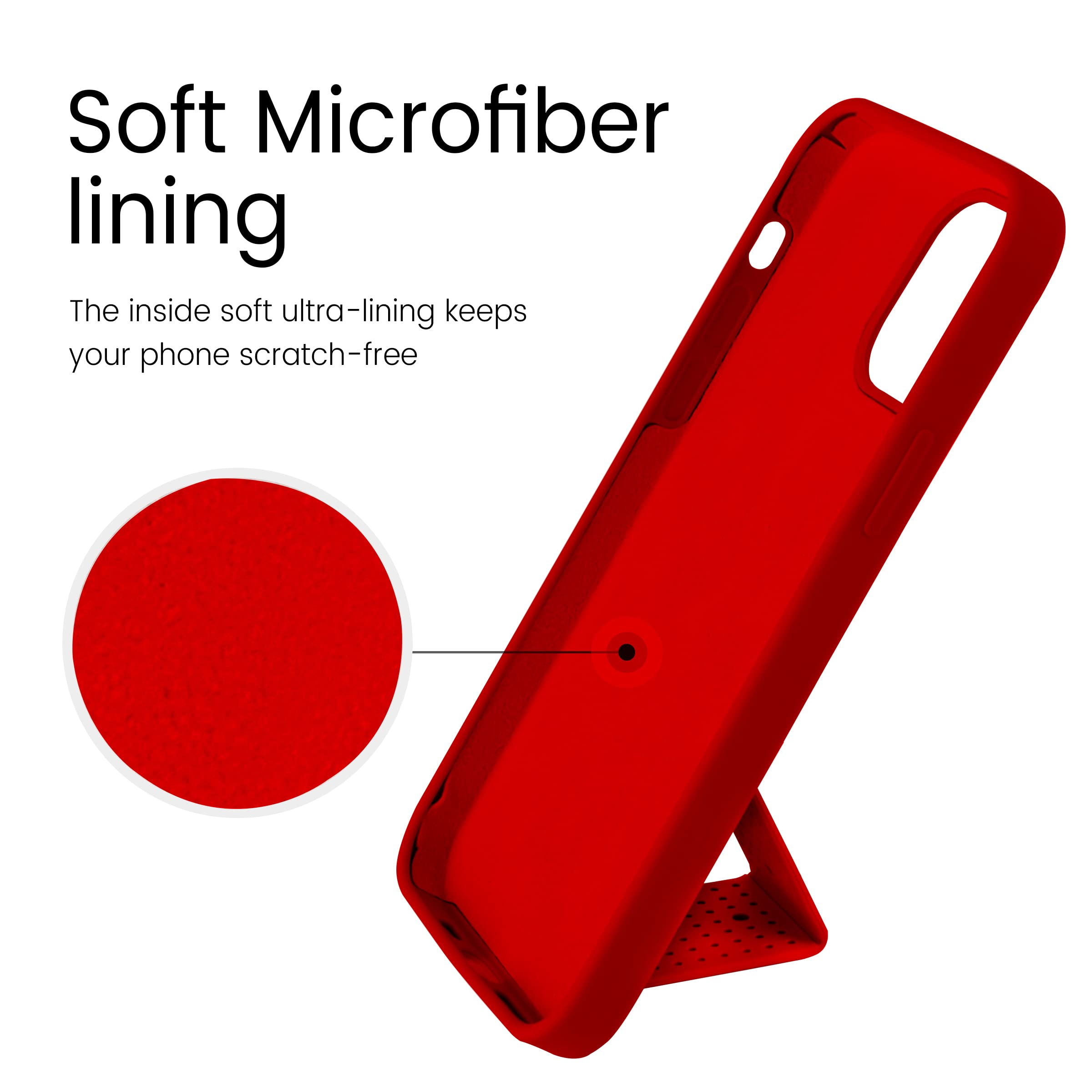 Lt Laudtec Silicone Iphone 12/12 Pro Case (6.1 In) With Stand, Metal Kickstand, Red