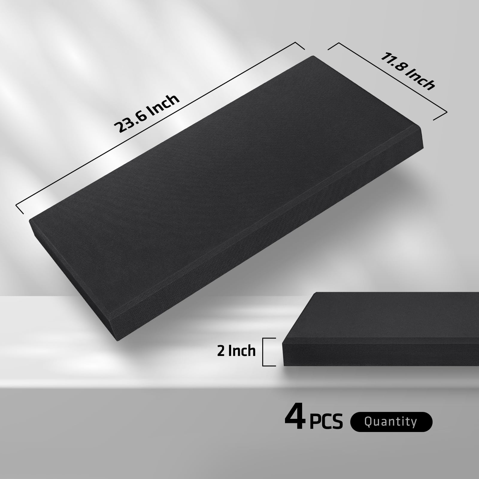 Umiacoustics 4 Pcs Acoustic Panels, 2 Thick 23.6'' X 11.8'' Fiberglass Sound Proof Wall Panels, Self Adhesive Sound Absorbing Pa