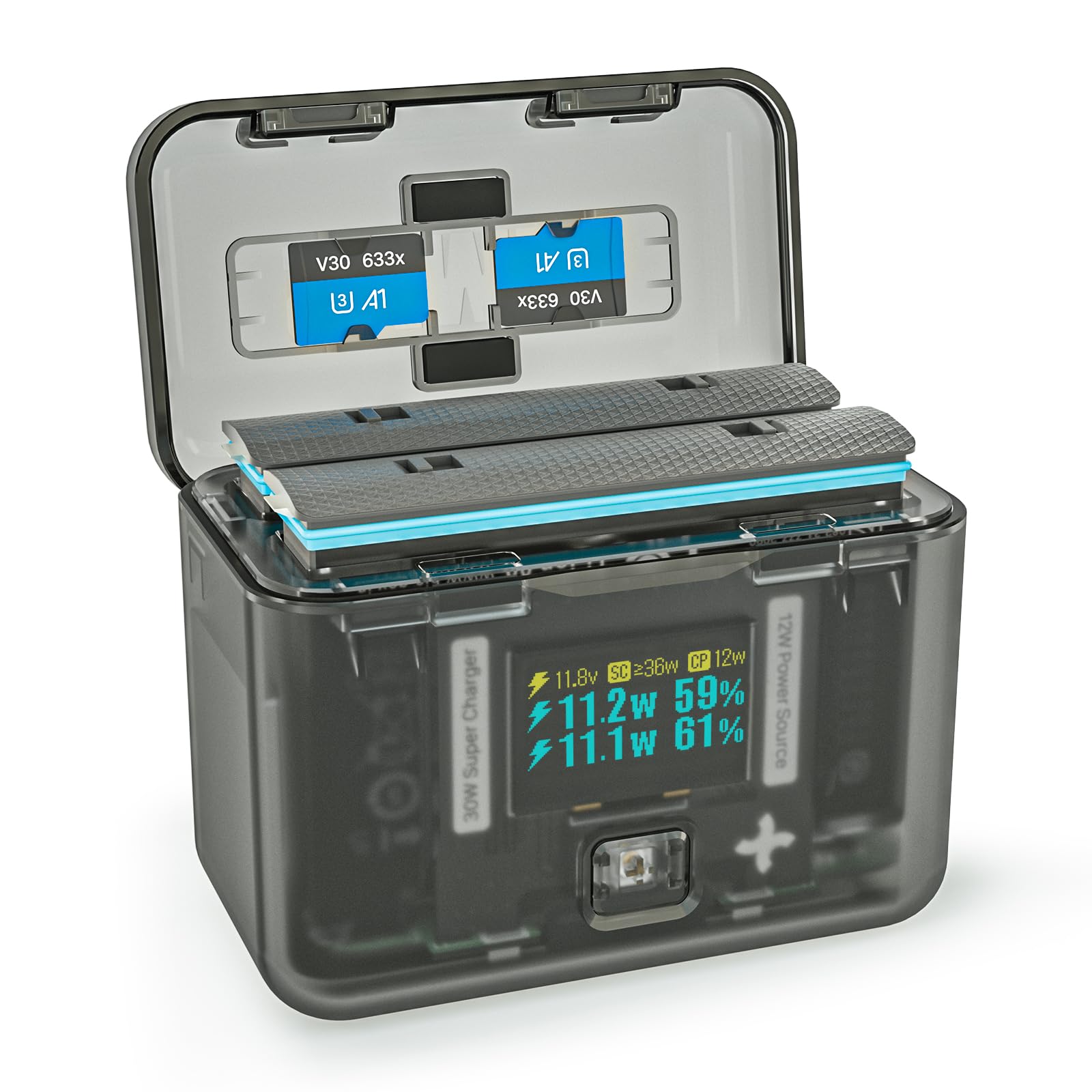 Symik Insta 360 X4 Battery Charger For Insta360 X4 Accessory, 30W Oled Screen Intelligent Two Way Charging Case For Insta360 X4