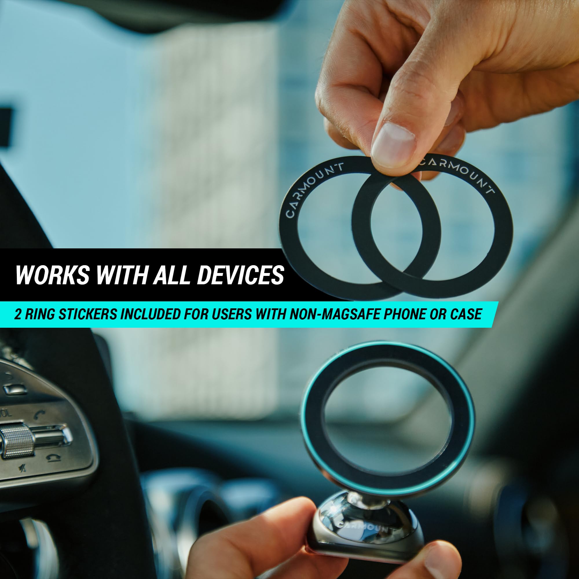 Carmount F3 Magsafe Car Mount | All-Metal Magnetic Phone Dashboard Holder With N52 Magnets Super Strong Hold | 360 Rotation | Un