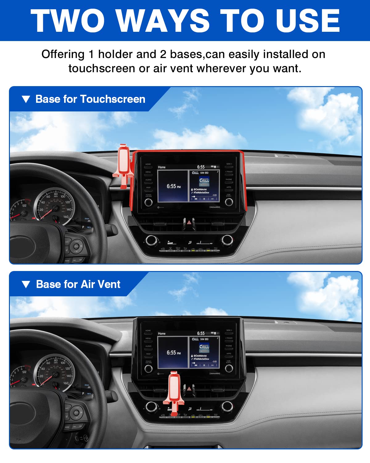 Autorder Car Phone Holder For Toyota Corolla 2019-2025/Corolla Cross 2022 2023 2024 2025 Accessories Air Vent Screen Fixed Clip