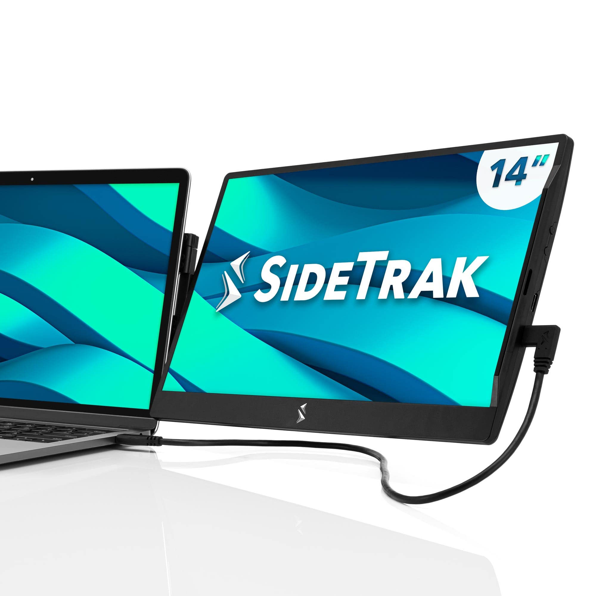 SideTrak Swivel 14 Attachable Portable Monitor Extender, FHD TFT Laptop Dual Screen with Kickstand + Unique Swivel Hinge, Compat