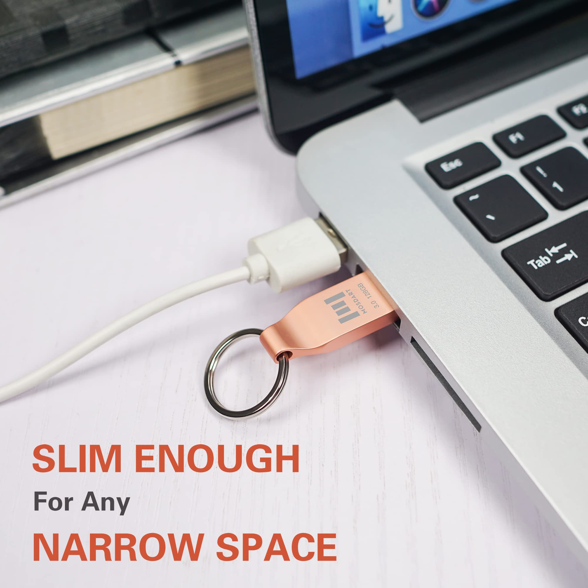 Mosdart Usb 3.0 Flash Drive 128Gb Metal Keychain Zip Drive Speed Up To 90Mb/S Fast Speed Thumb Drive, 128 Gb Waterproof Usb3.0 J