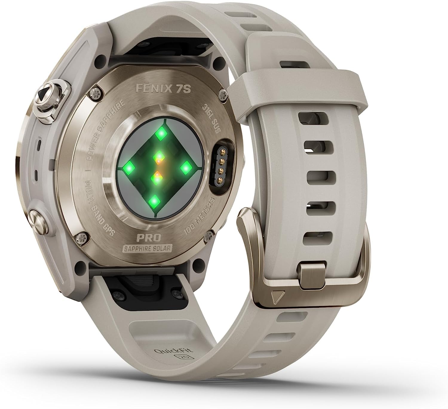 Garmin Fenix 7S Pro Solar, Sapphire, Soft Gold Steel, Light Sand High Performance Smartwatch, Advanced Training Technology With