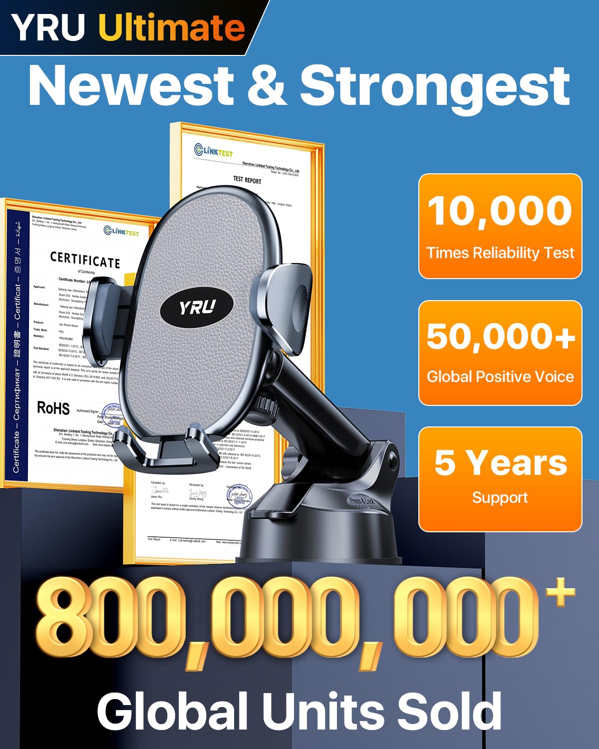 Yru [2025 Upgraded Universal Car Phone Holder Mount?360 Rotatable &Strong Suction? Cell Phone Holder For Car Dashboard Windshiel