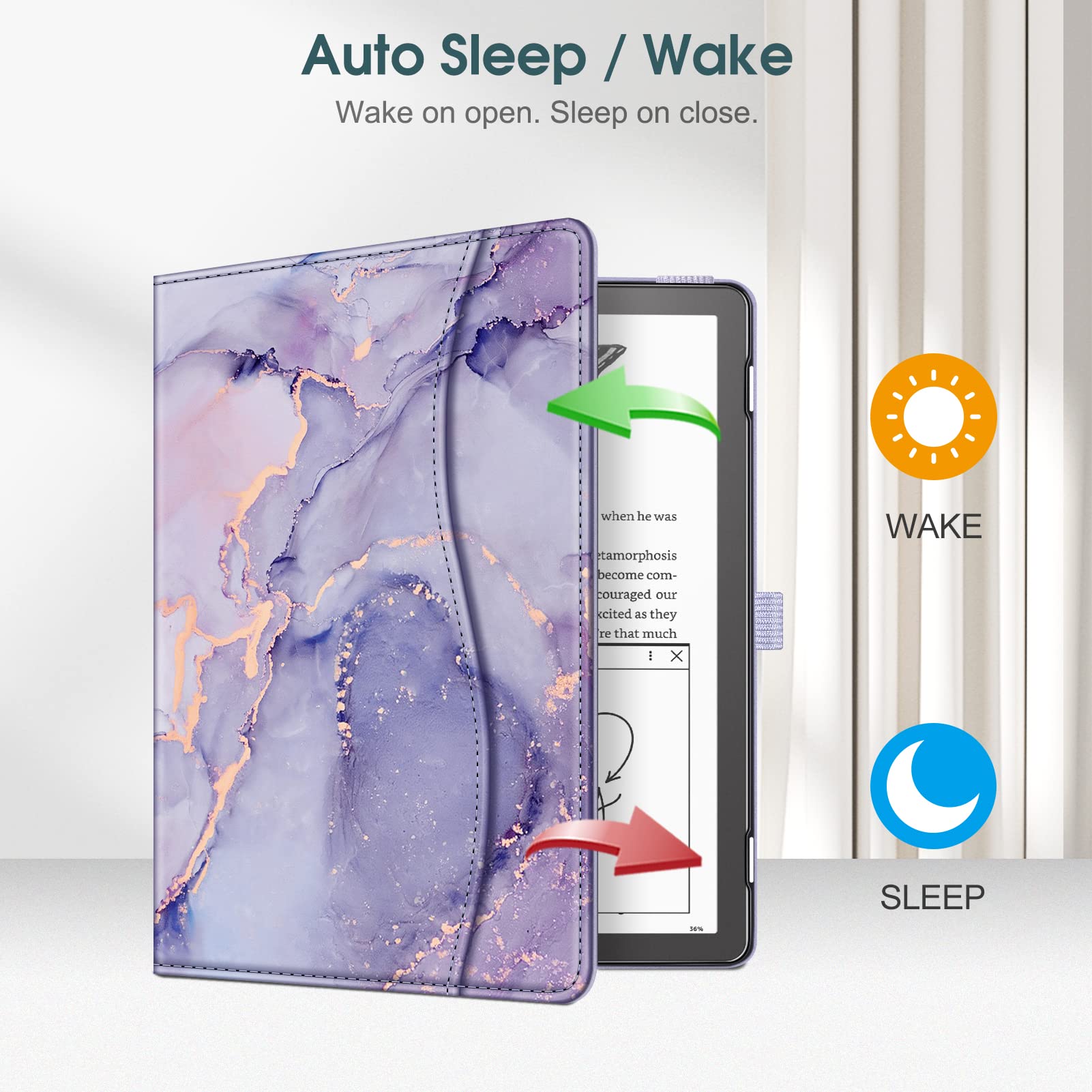 Fintie Stand Case For Kindle Scribe (2022 Released) 10.2 Inch Tablet - Premium Pu Leather Stand Cover Auto Sleep/Wake With Card