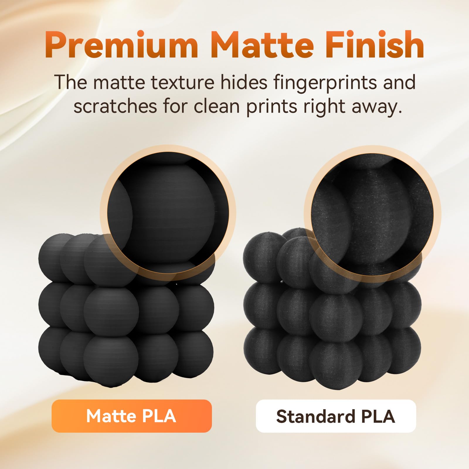 Flashforge Pla Filament 1.75Mm +/- 0.02Mm, Matte Black 3D Printer Filament 1Kg (2.2Lbs) Spool, Excellent Printing Performance, E