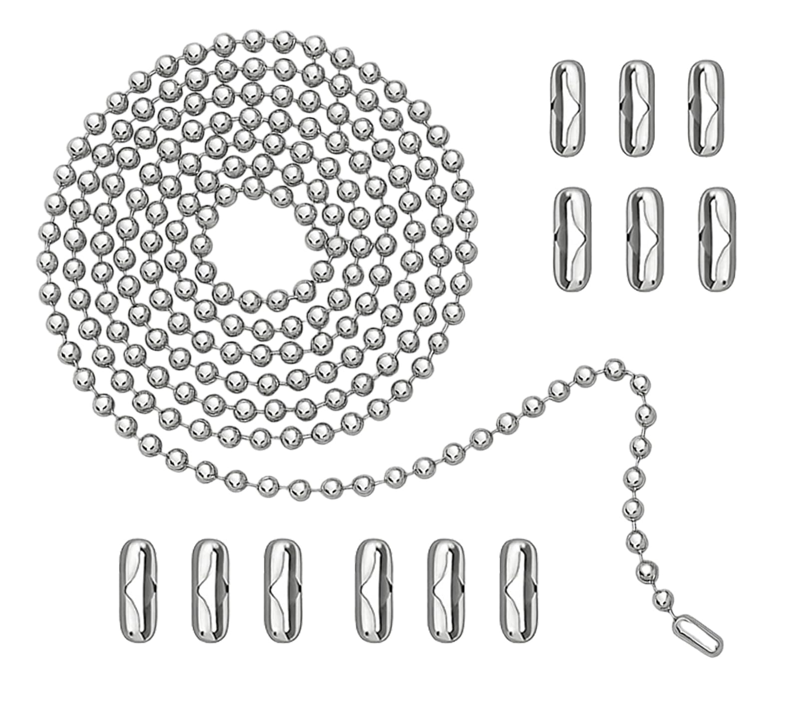 Dlhmboq 120'' Ceiling Fan Pull Chain Extender - Stainless Steel Ball Chain With 12 Connectors, Adjustable Length For Fan/Light F