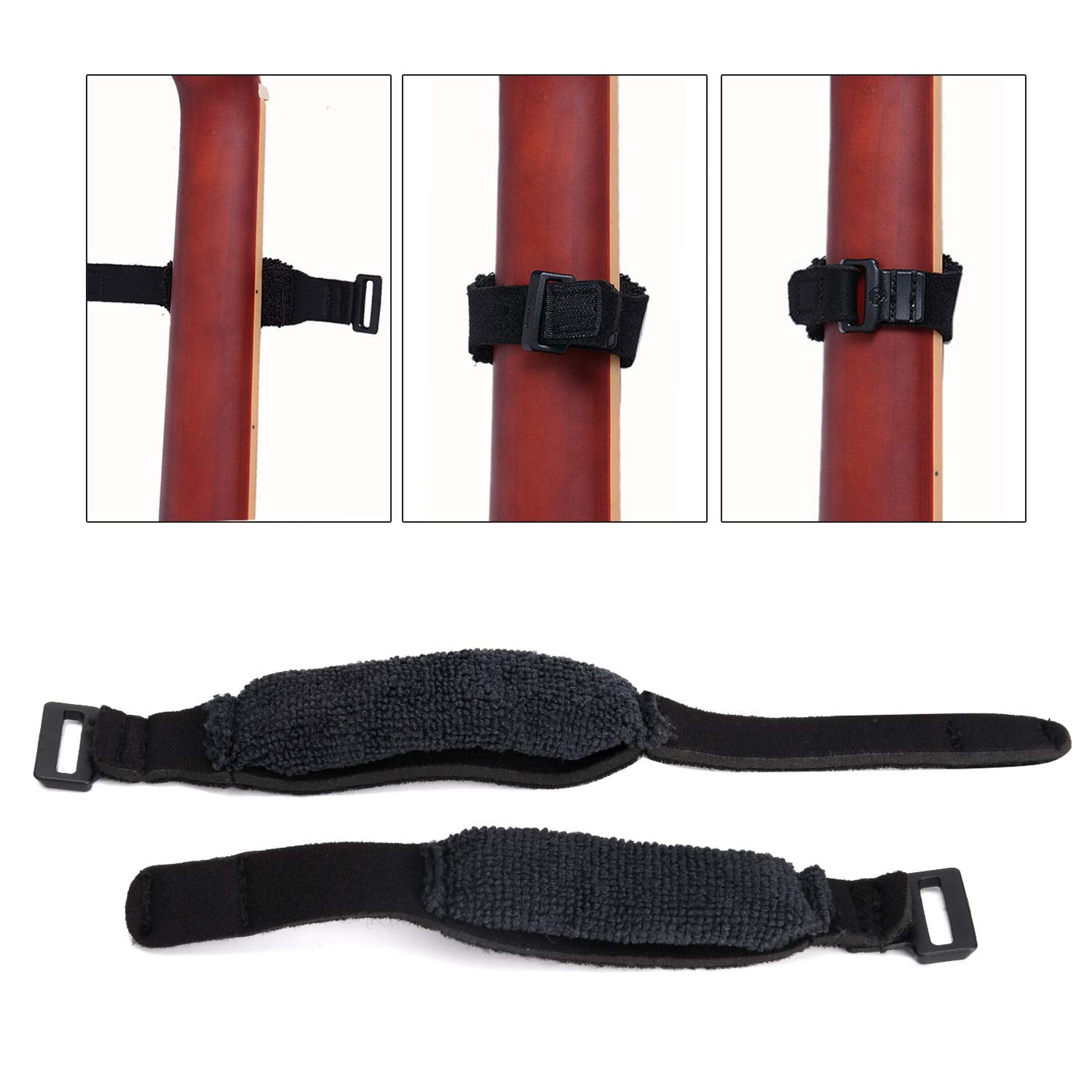 Facmogu 2Pcs Guitar String Mute Dampener, Guitar String Cover Belt, Adjustable Bass Guitar Mute Silencer, Fretboard Muting Strap
