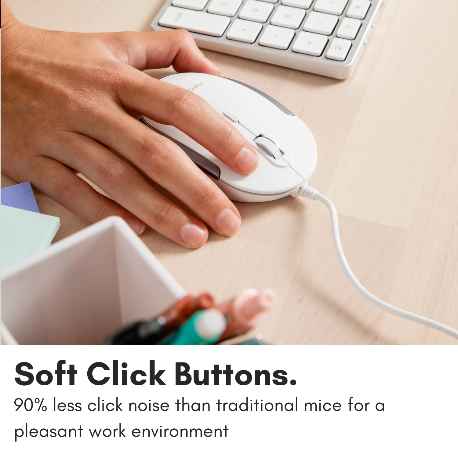 Macally Silent Wired Mouse - Slim & Compact Usb Mouse For Apple Mac Or Windows Pc Laptop/Desktop - Designed With Optical Sensor