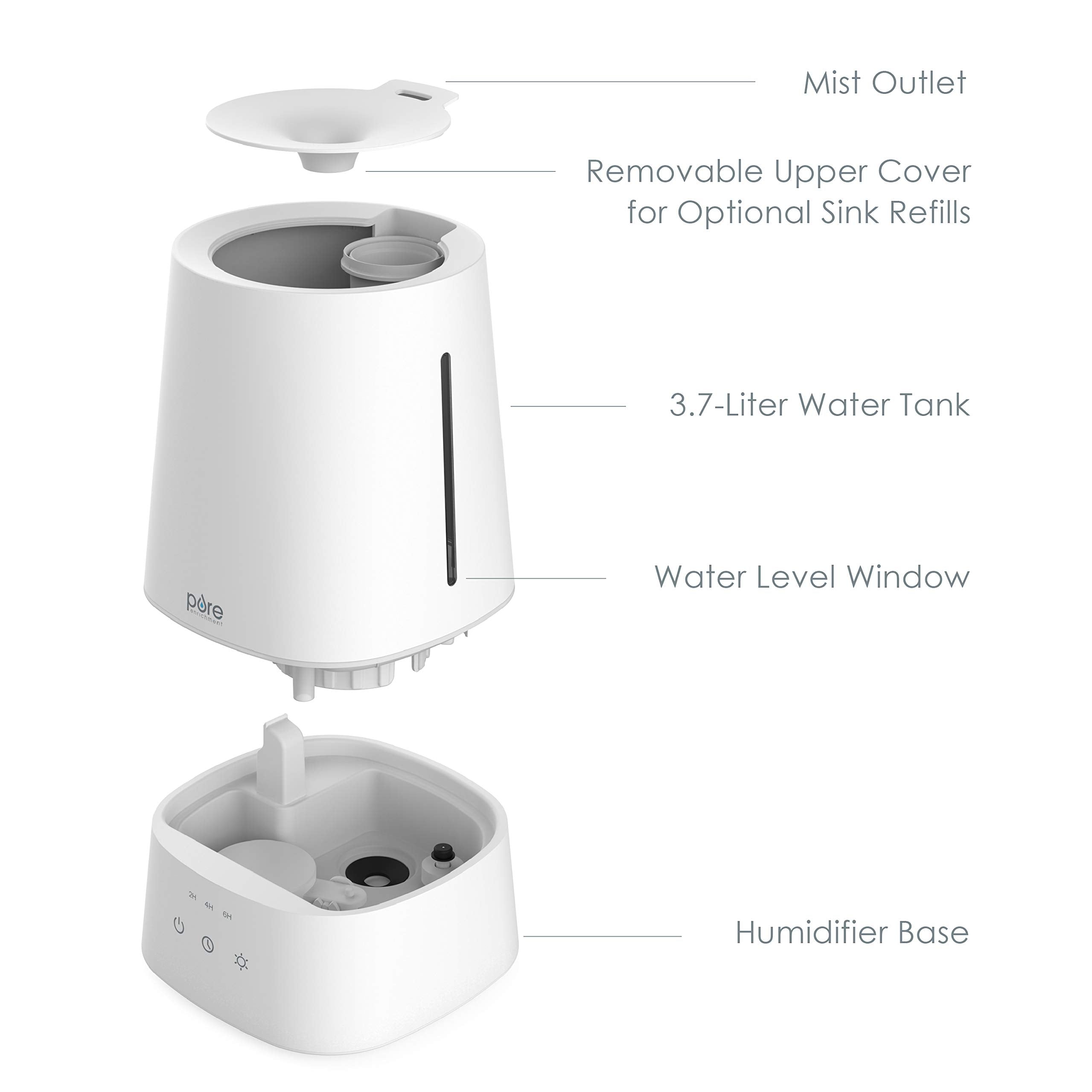 Pure Enrichment Hume Max   Easy Top Fill Ultrasonic Cool Mist Humidifier, 3.7 L (1 Gallon) Tank, 3 Mist Settings + Auto Shut Off