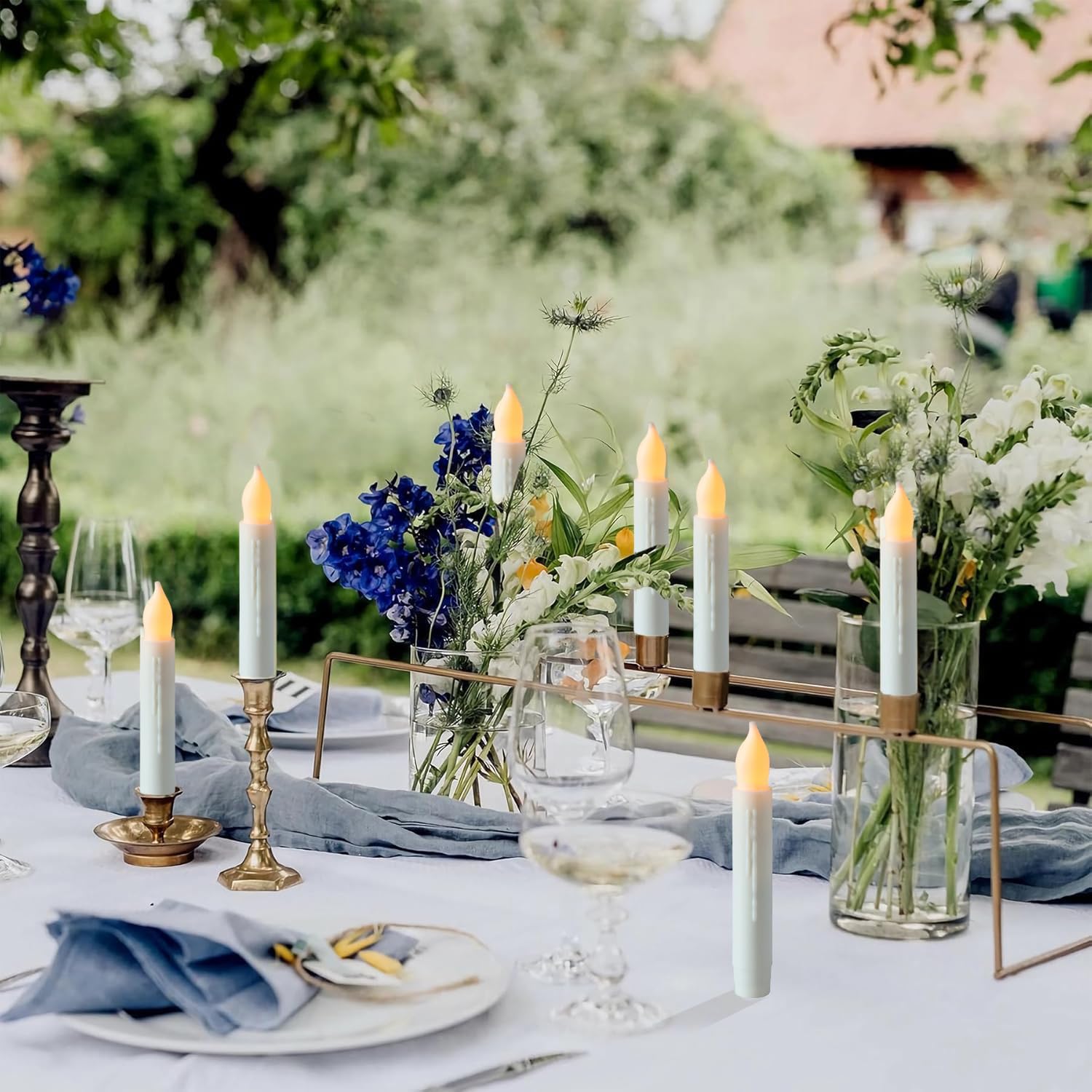 Mumchasi 24 Packs Flameless Taper Candles Battery Operated Candlestickes Electric Led Candles Flickering Christmas Candlesticks