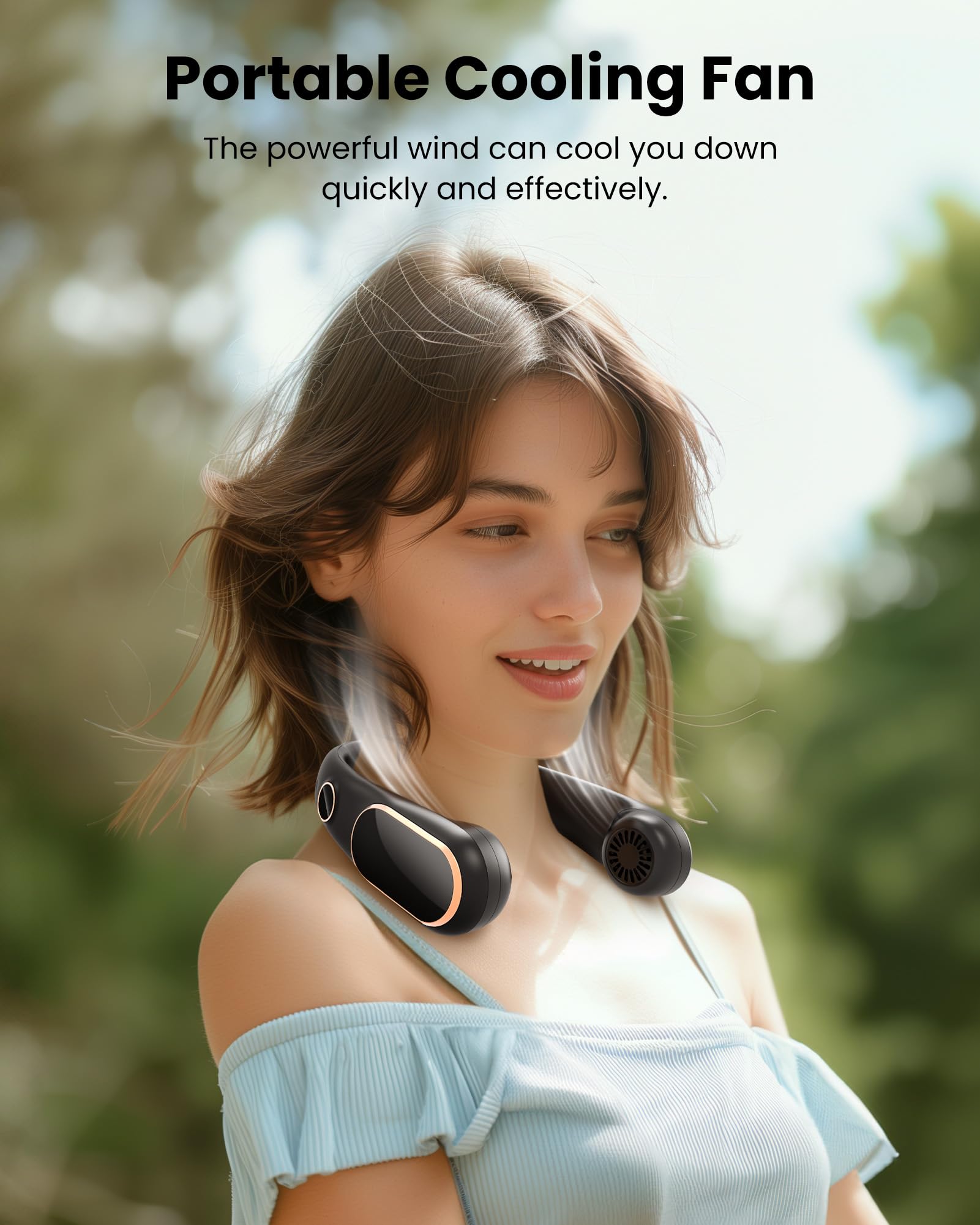 Slenpet Neck Fan, Rechargeable Personal Fan Portable, Hands Free Wearable Battery Operated Fan 5 Speeds, Usb Neck Cooling Fan Fo