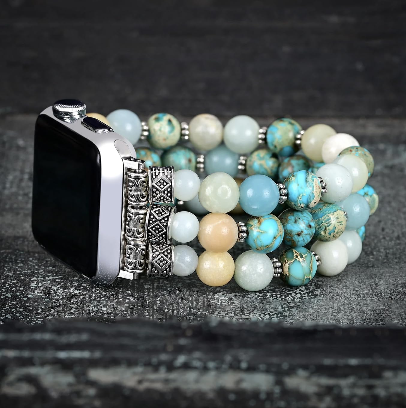 Cape Diablo Smart Watch Band For Women - Handmade Gemstone Strap - Compatible With 38Mm-45Mm Apple Faces (Intense Jasper, Large