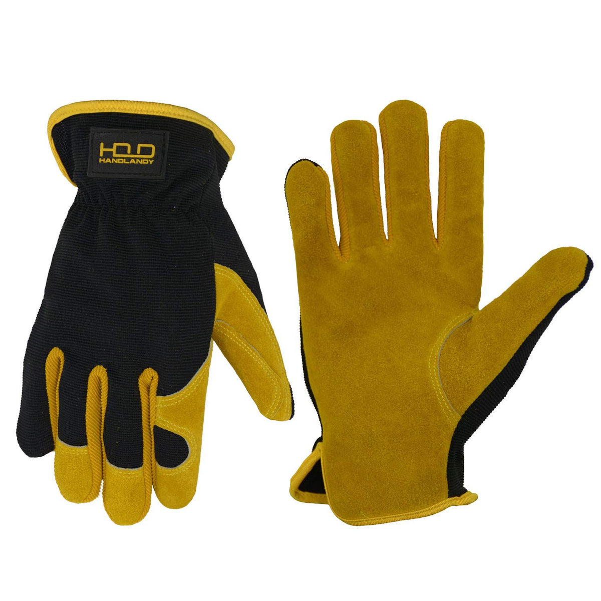 Handlandy Men Leather Gardening Gloves, Utility Work Gloves For Mechanics, Construction, Driver, Dexterity Breathable Design Sma