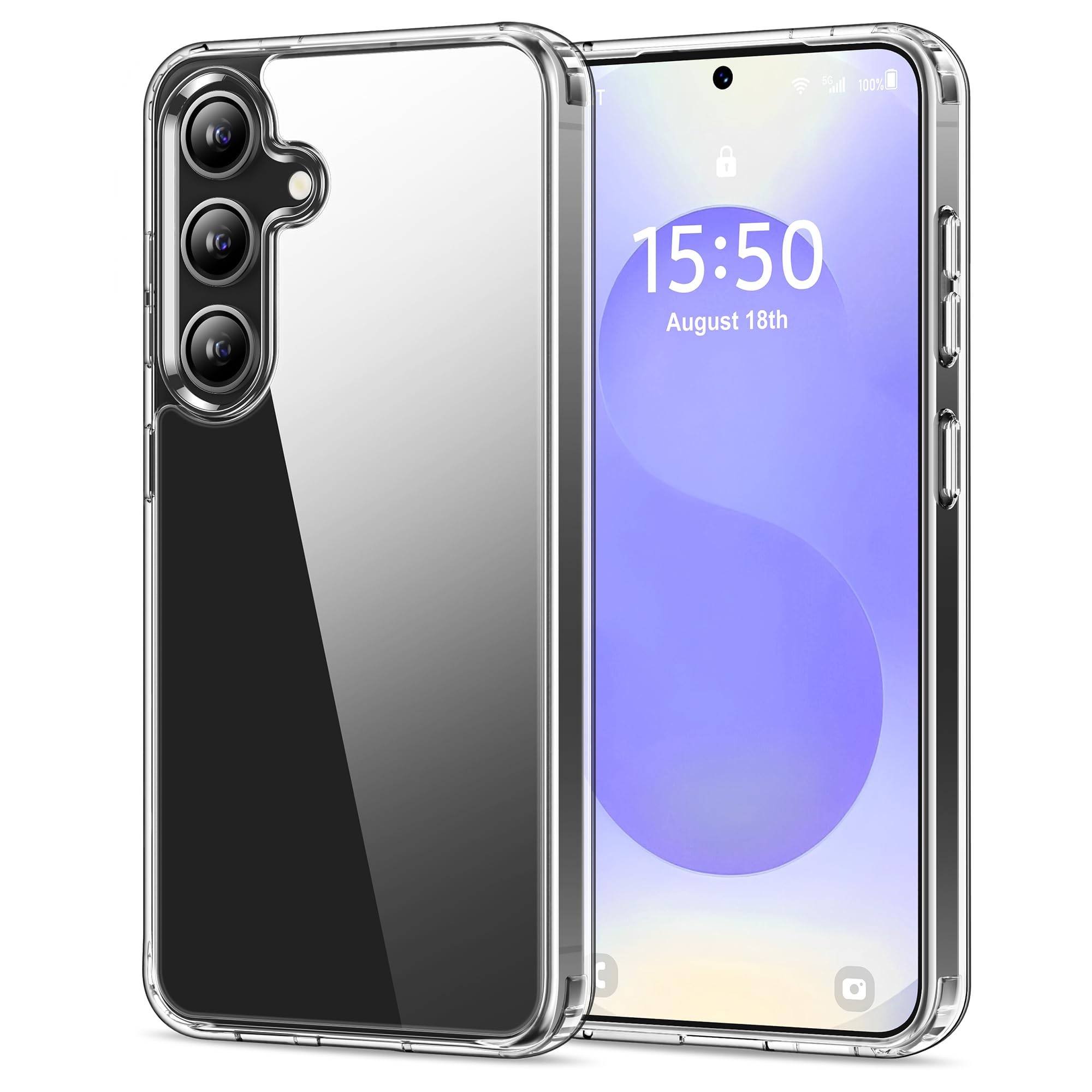 HOOMIL Case for Samsung Galaxy S25 6.2-Inch, Non-Yellowing, Drop Protection, Anti-Scratch Transparent Hard Back Phone Cover - Cr
