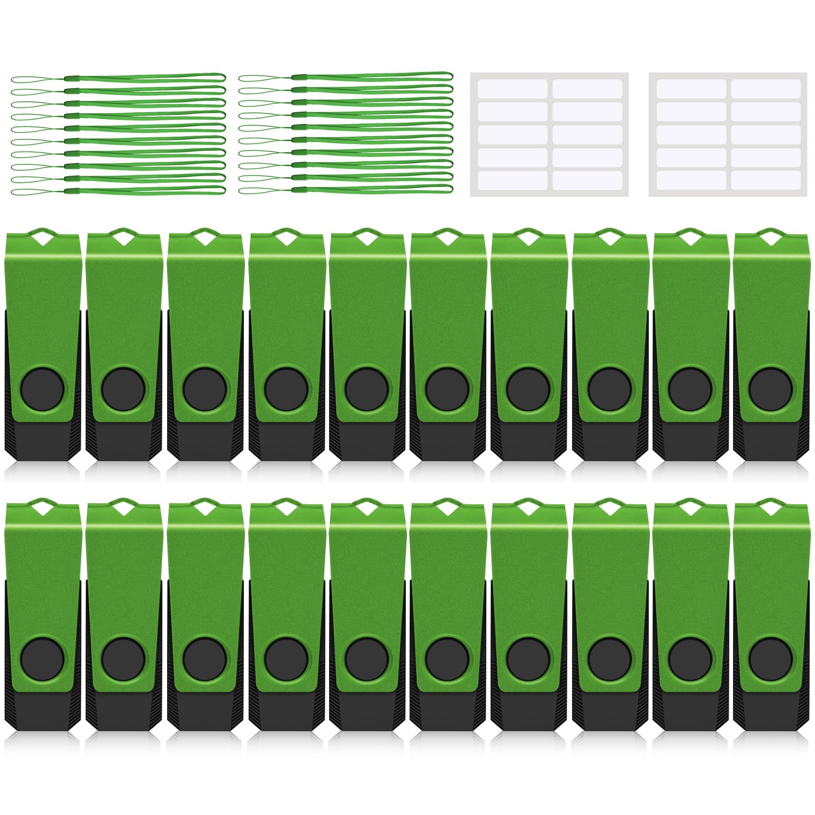 128MB USB Flash Drive 20 Pack AGECASH USB 2.0 Thumb Flash Drives Bulk Green Swivel 128MB USB Memory Stick Zip Jump Drive Multipa