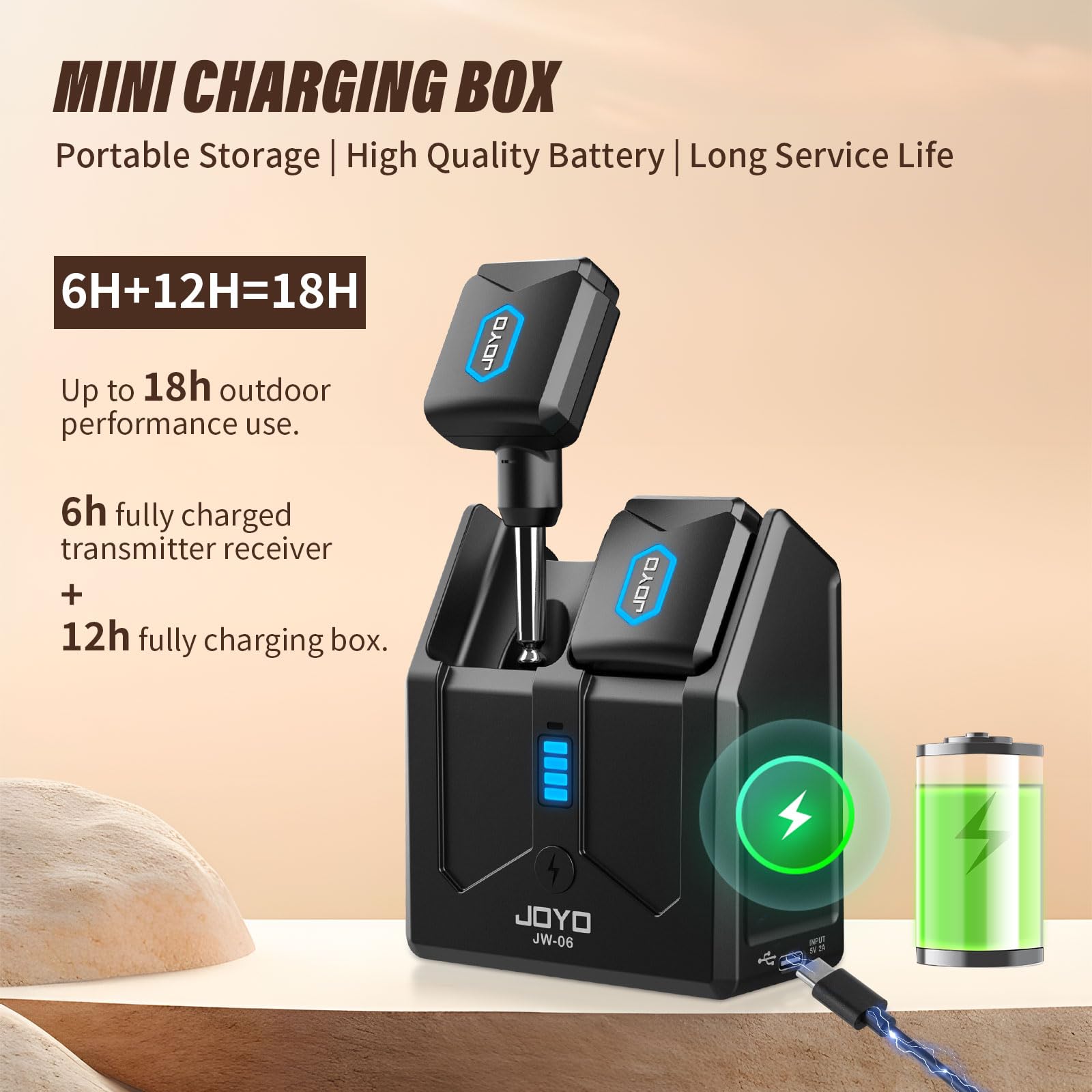 Joyo Wireless Guitar System 5.8Ghz Wireless Guitar Transmitter Receiver With Charging Box 4 Signal Channel For Guitar Bass Elect