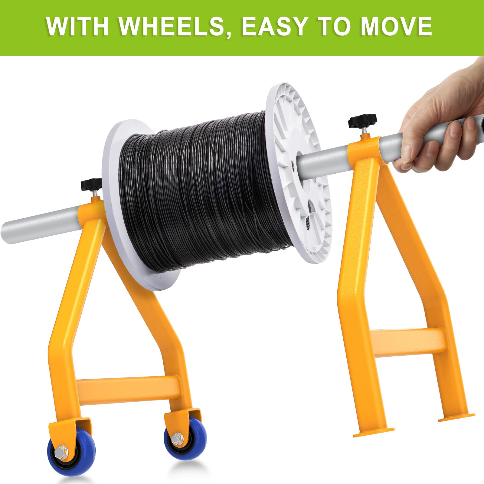 Lifeswell Wire Spool Rack, Portable Cable Caddy, Steel Fully Welded Wire Rack Dispenser For Up To 28'' Diameter Spools, 220 Lbs