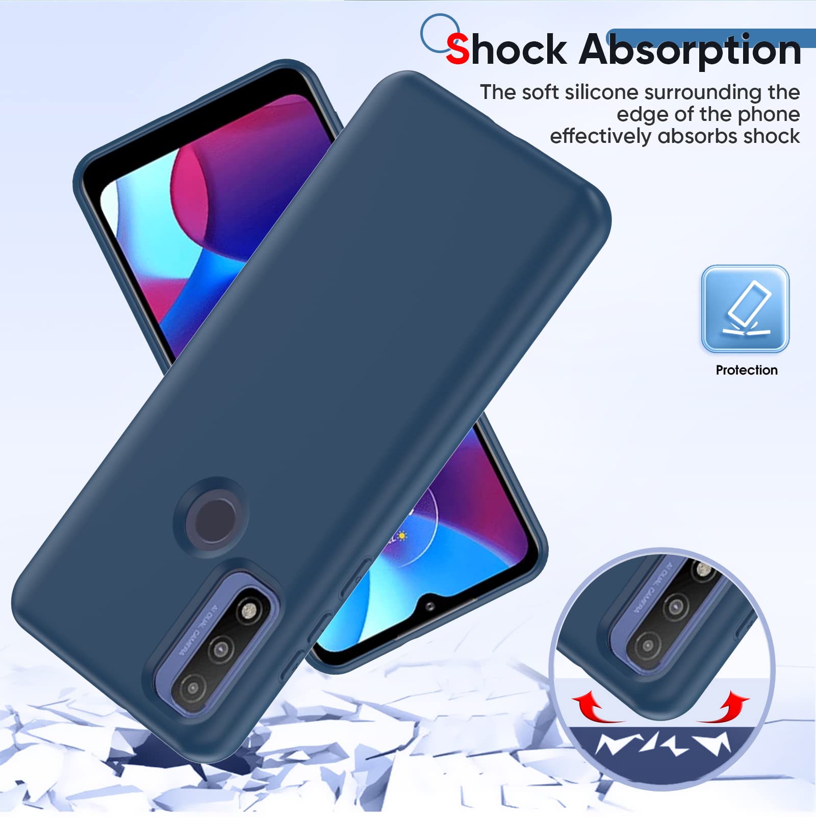 Leyi For Motorola G Pure Case: Moto Pure G Phone Case With [2 Pack] Tempered Glass Screen Protector & Camera Lens Protector, Liq