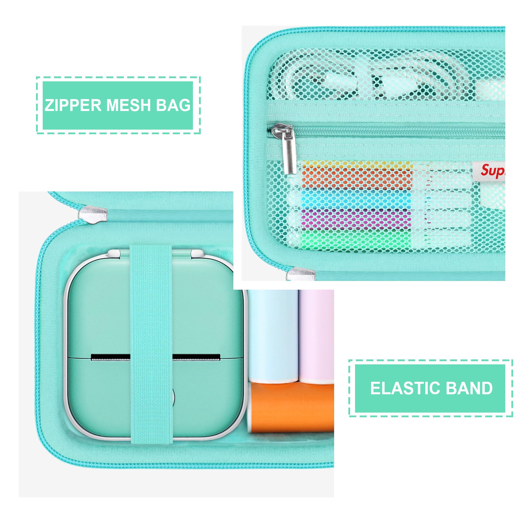 Supmay Mini Printer Case For Ponek T02/ For Memoking/For Phomemo/For Anycash/For Cabaro Mini Printer Sticker Printer, Bluetooth