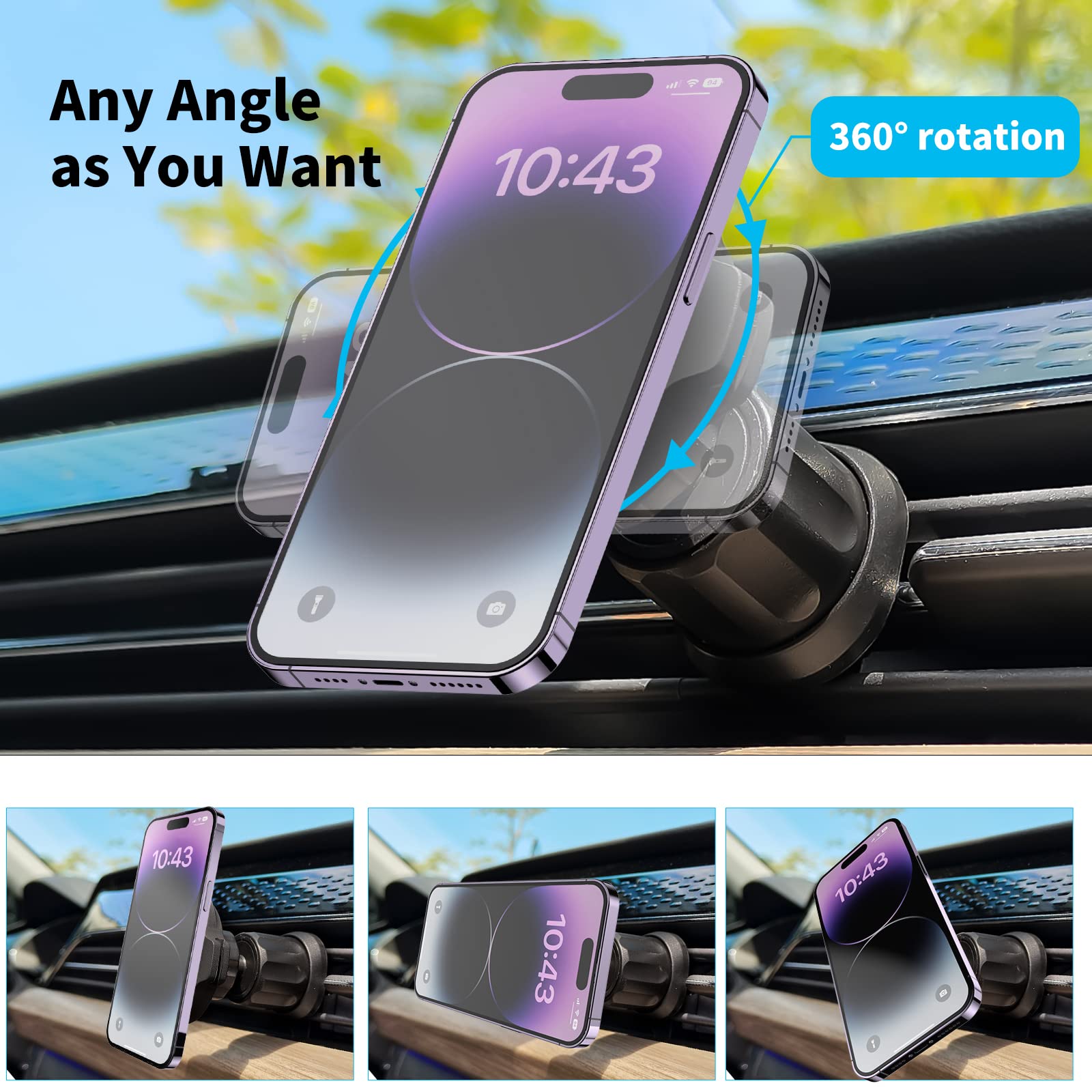 Daite Socket Phone Mount For Car Vent 360 Rotation Car Vent Phone Mount Holder Car Grips Dashboard Stand For Socket Mount Users