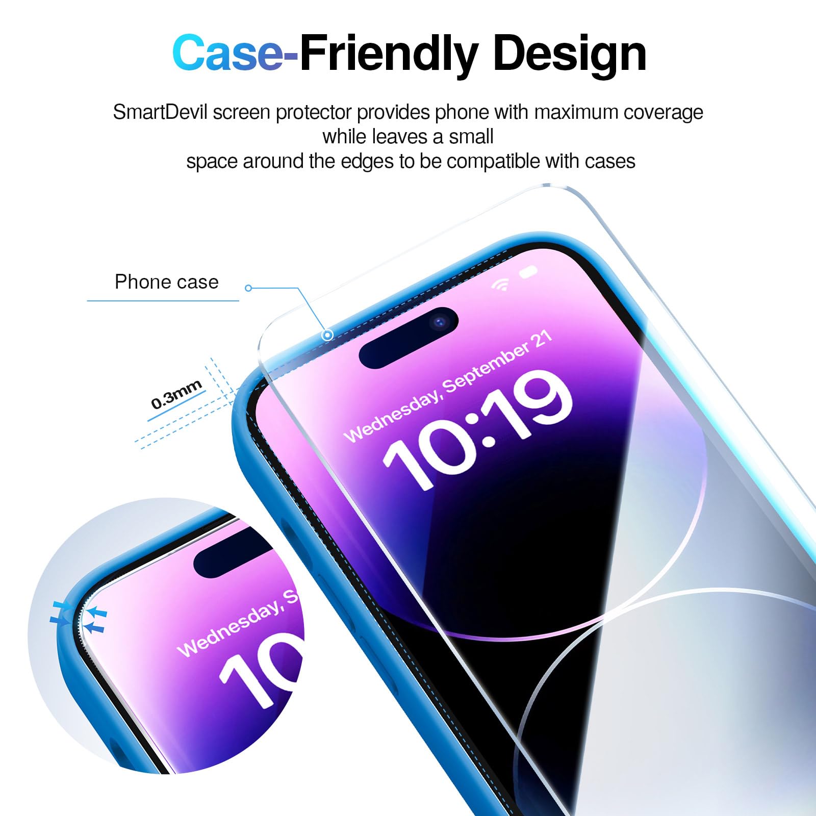 Smartdevil 3 Pack Screen Protector For Iphone 14 Pro Max (6.7 Inch) Tempered Glass, Hd Clear Film, Easy Installation, Dust Free