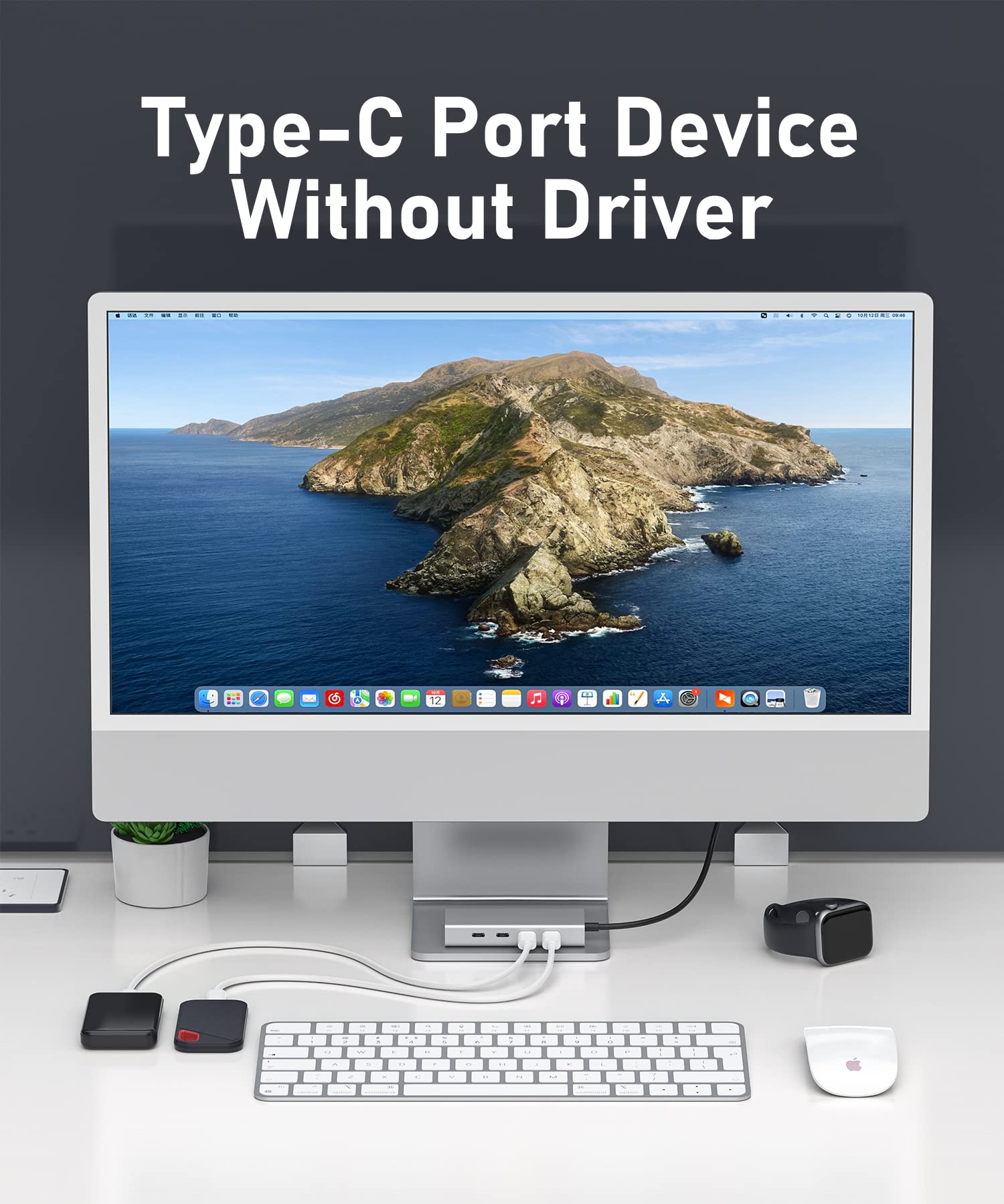 Pulwtop 5 Port Usb C Hub 10Gbps For Laptop, Usb C Hub Power Delivery With 100W Pd (Not Support Monitor) Usb C To Usb C Hub Multi