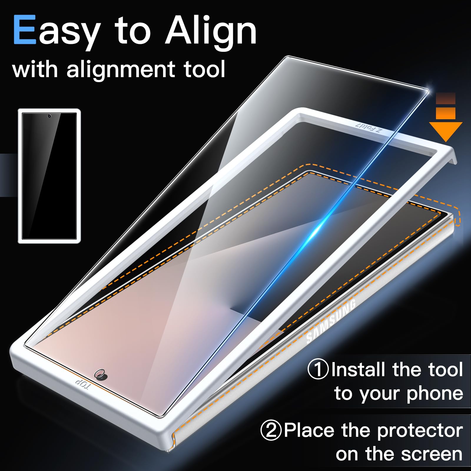 Jetech Front Screen Protector For Samsung Galaxy Z Fold 7 2025, Tempered Glass Film With Easy Installation Tool, Case-Friendly,