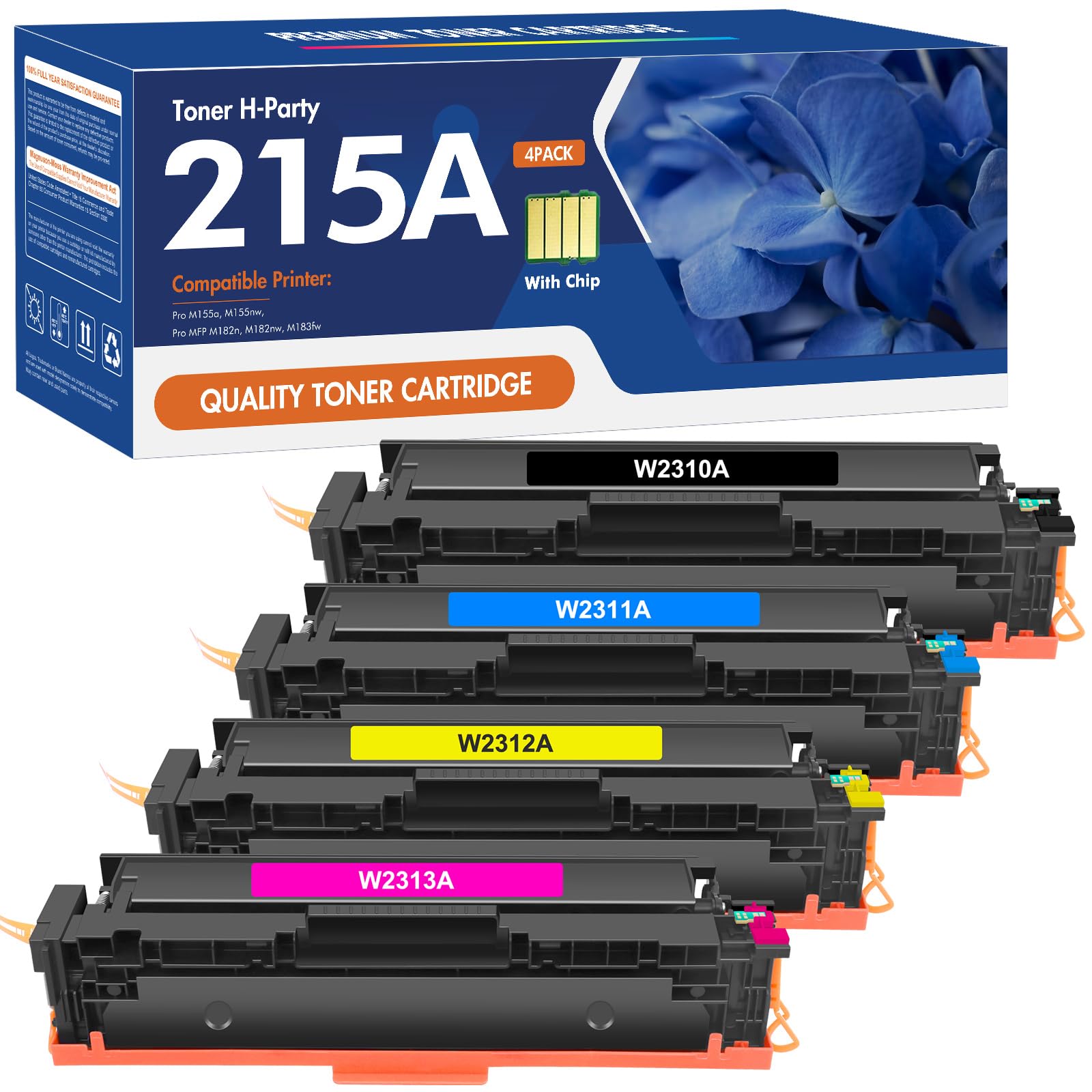 215A Toner Cartridges 4 Pack (With Chip) Compatible Replacement For Hp 215A W2310A W2311A W2312A W2313A For Hp Color Laserjet Pr