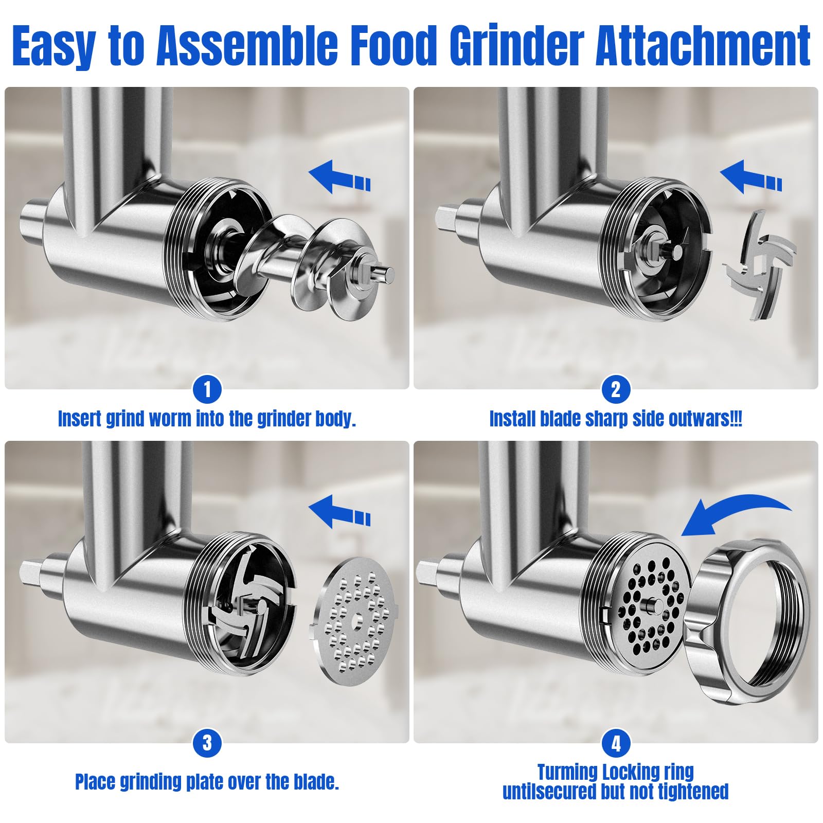 Metal Food Grinder Attachments For Kitchenaid Stand Mixers, Meat Grinder, Sausage Stuffer, Perfect Mixer Attachment For Kitchena
