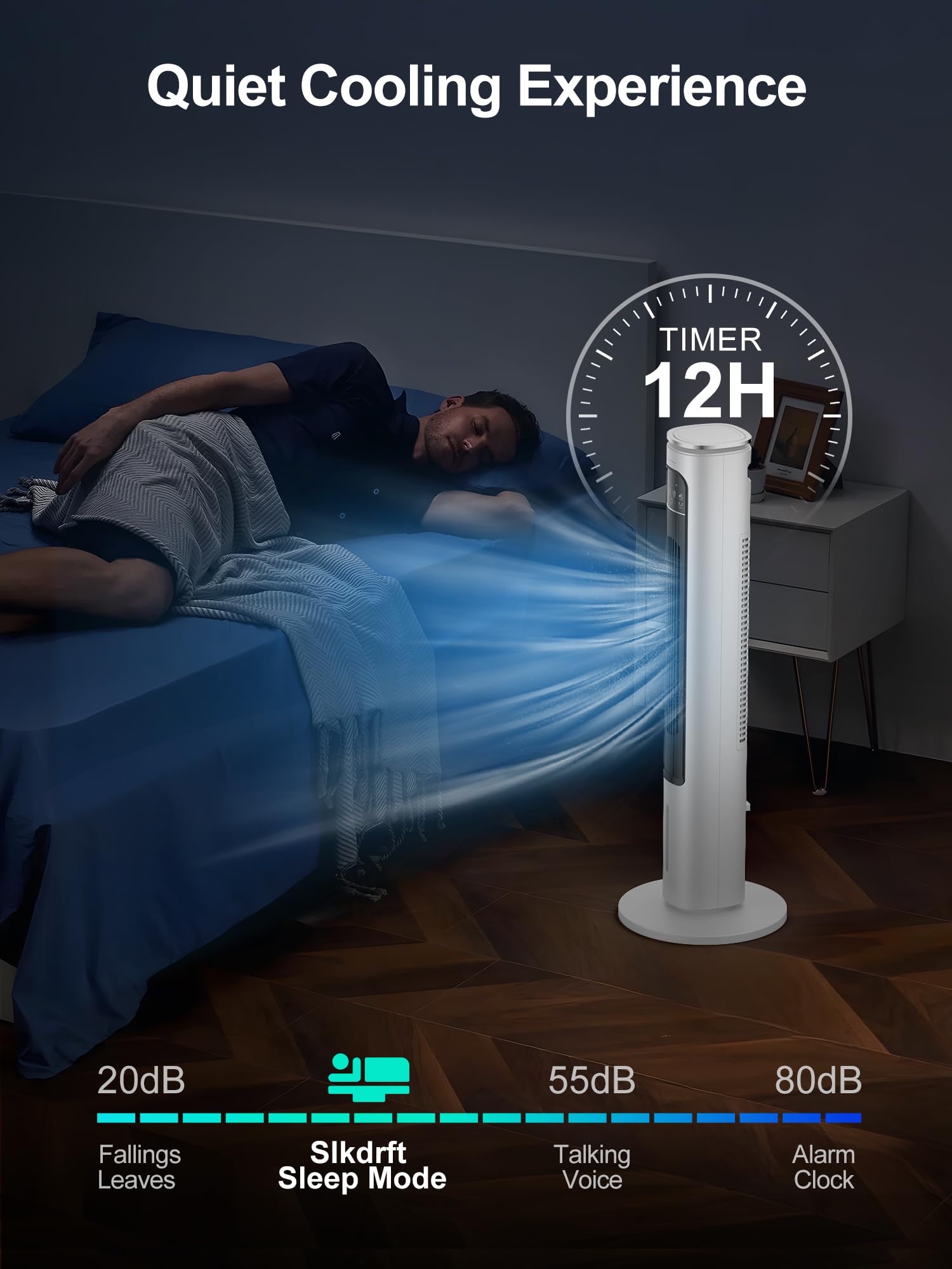 Evaporative Air Cooler, 37    Swamp Cooler, Portable Air Conditioners, 4 Modes, 12H Timer, 70 Oscillating, Removable Water Tank,