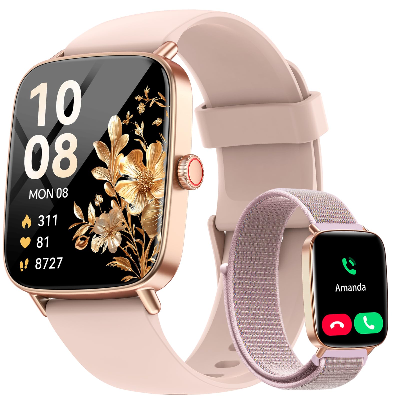 Smart Watch For Women, 1.85 '' Hd Smartwatch Compatible Iphone/Samsung/Android (Answer/Make Calls), 100+ Sport Modes Fitness Tra