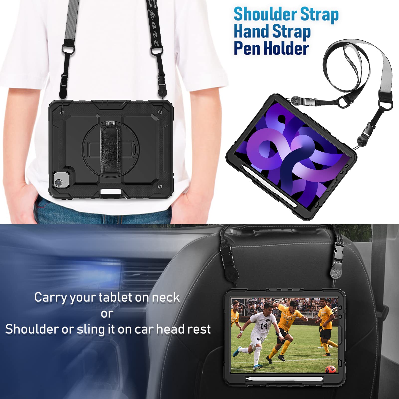 Timecity Case For Ipad Air 5Th Generation 2022/ For Ipad Air 4Th Generation 2020 10.9 Inch, Durable Sturdy Protection Case With