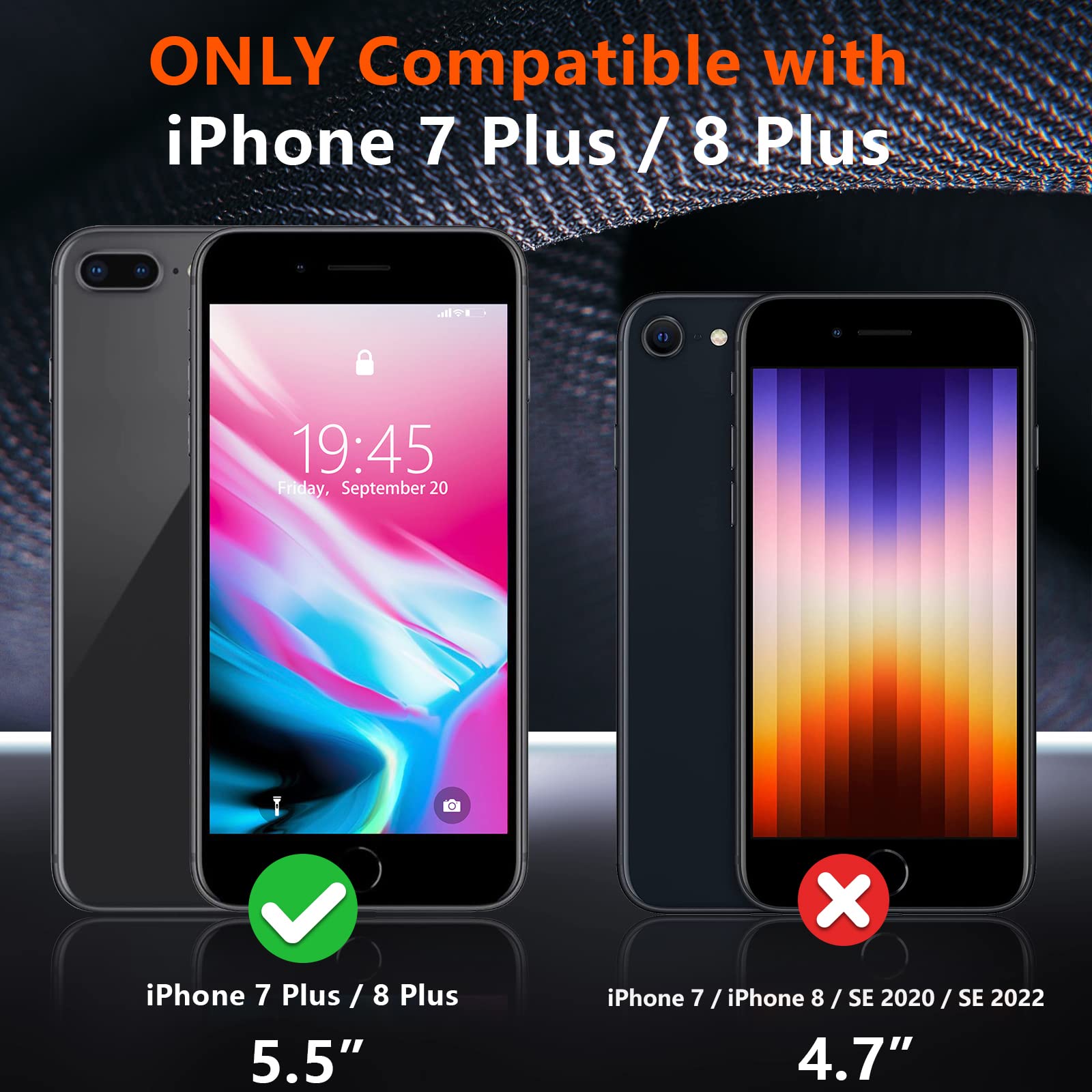 Spidercase For Iphone 7/8 Plus Case, [10 Ft Military Grade Drop Protection] [Non Slip] [2 Pcs Tempered Glass Screen Protector] H