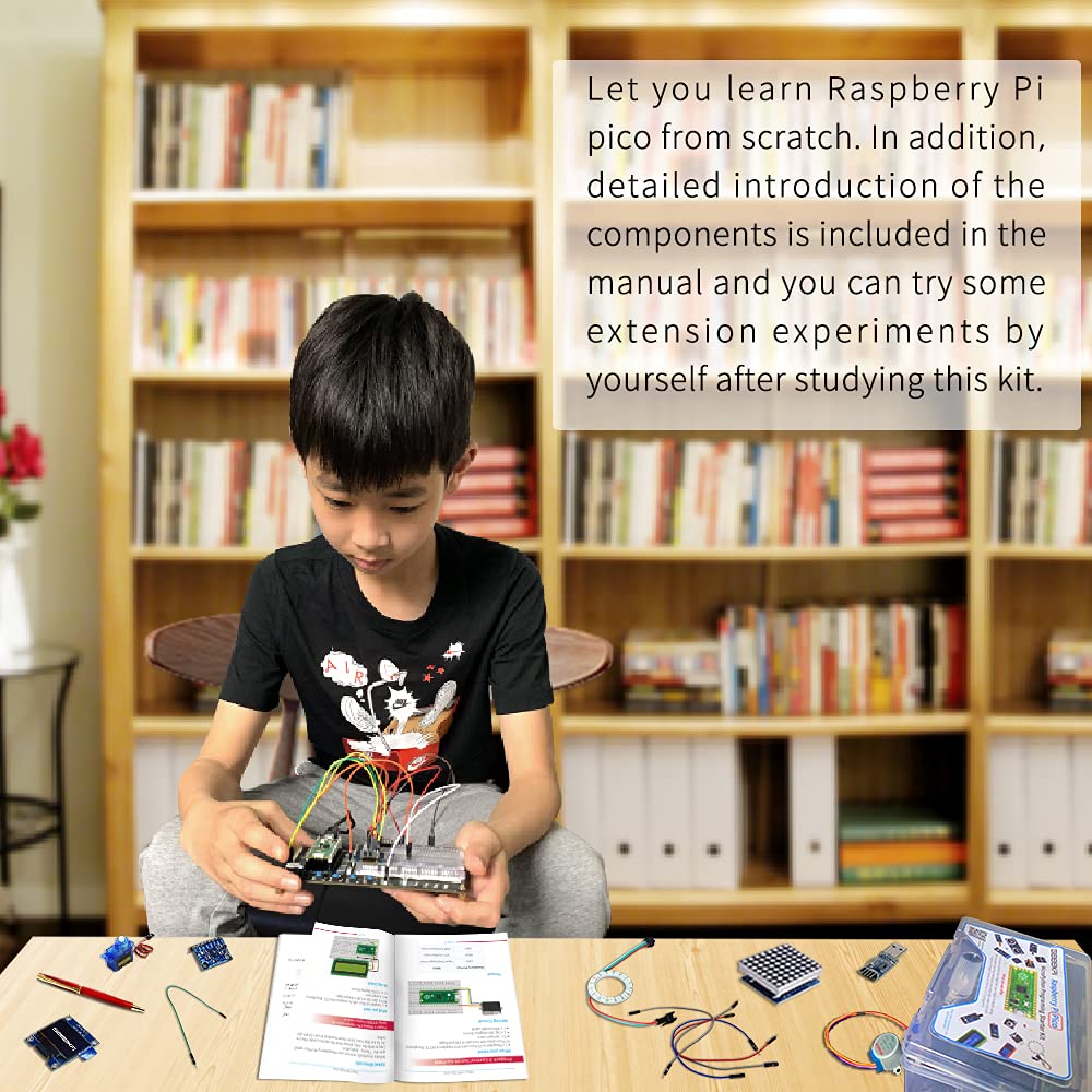 Geeekpi Raspberry Pi Pico Micro Python Programing Kit With Raspberry Pi Pico, Breadboard, I2C 1602 Lcd Display Module For Raspbe