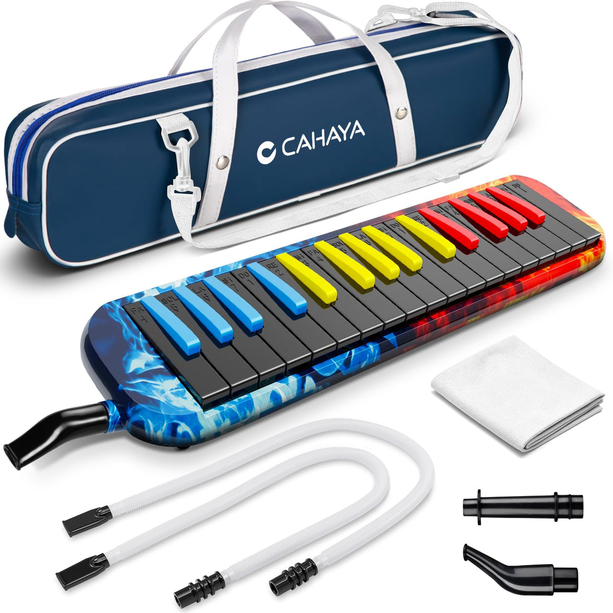 CAHAYA Melodica 32 Keys: Double Tubes Mouthpiece Air Piano Keyboard Musical Instrument Gift with Carrying Bag for Beginners, Pro