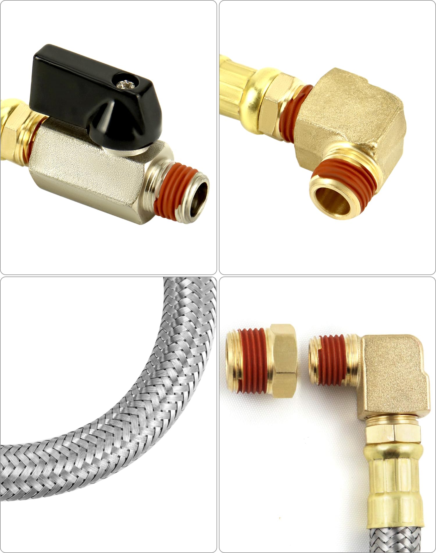 Qwork 2 Pack Extended Tank Drain Valve Assembly Kit For Air Compressor, Including 10 Inches Air Compressor Tank Drain Hose 1/4 I