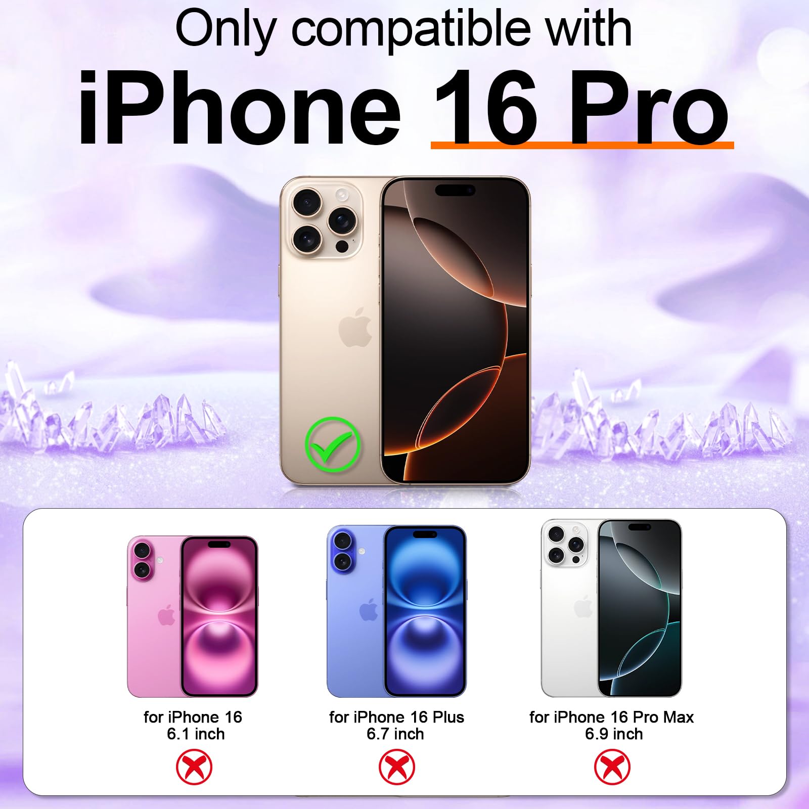 Hython Case For Iphone 16 Pro Case Glitter, Clear Glitter Sparkly Shiny Bling Sparkle Cute Cover, Anti Scratch Soft Tpu Slim Fit