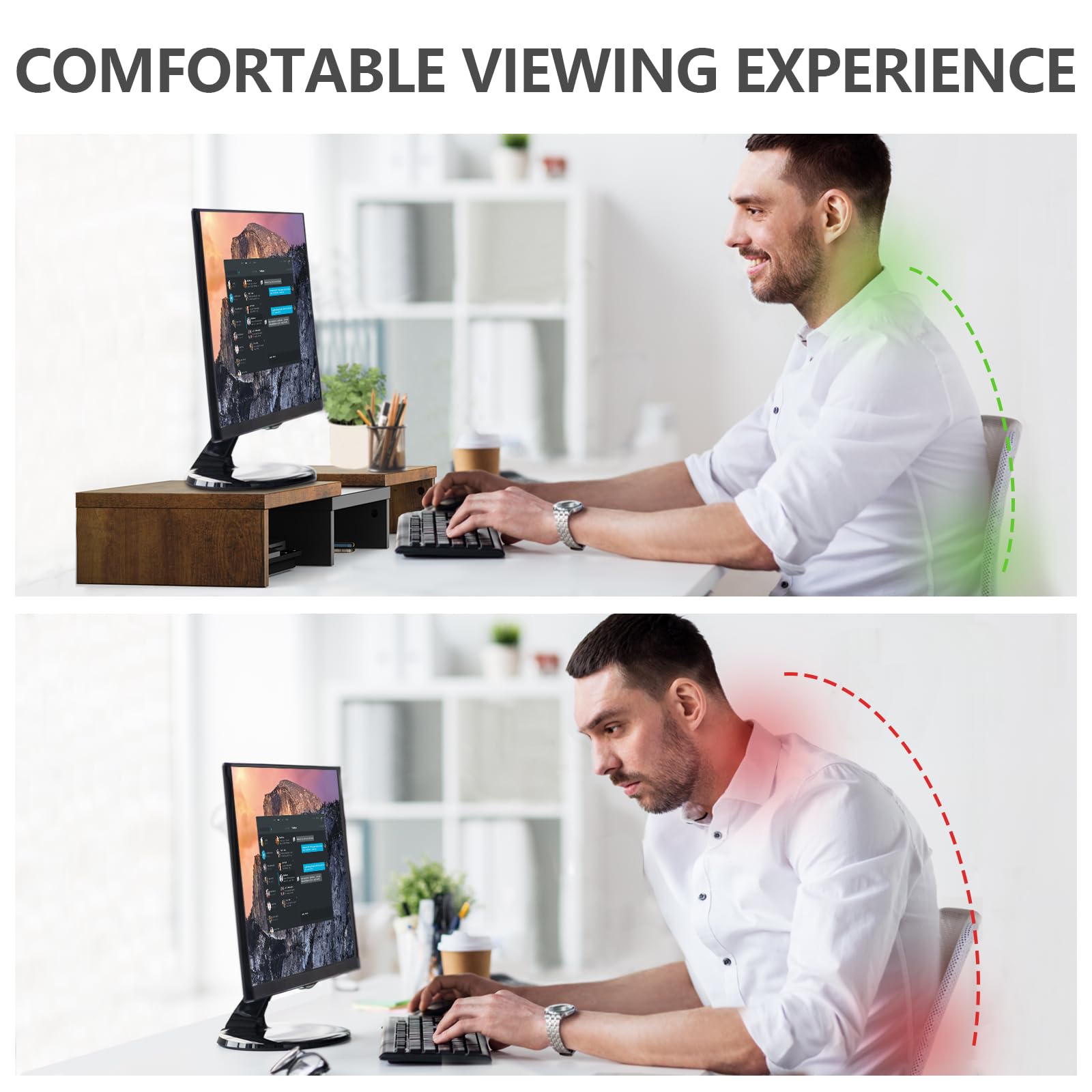 Tavr Dual Monitor Stand Riser, Computer Monitor Stands For 2 Monitors, Extra Long Multifunctional Desktop Organizer Riser For Co
