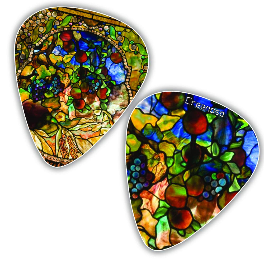 Creanoso Tiffany Stained Glass Famous Art Guitar Picks (12 Packs)  Cool Guitar Picks For Men Women   Stocking Stuffers Mom Dad B